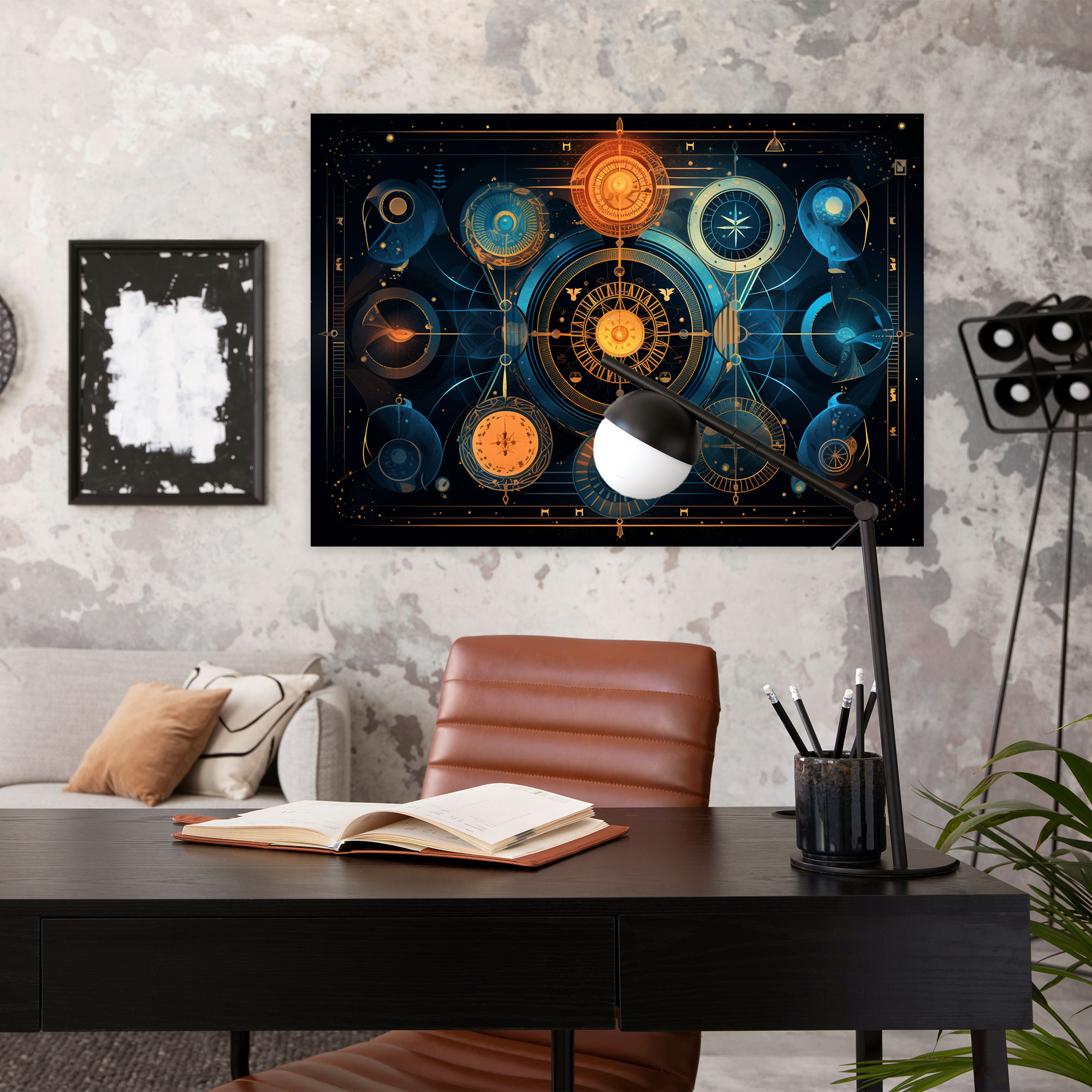 Horoscope Wall Art - Horoscope, Wall Art, Geometric Horoscope Symbols, Abstract Cosmic Pattern