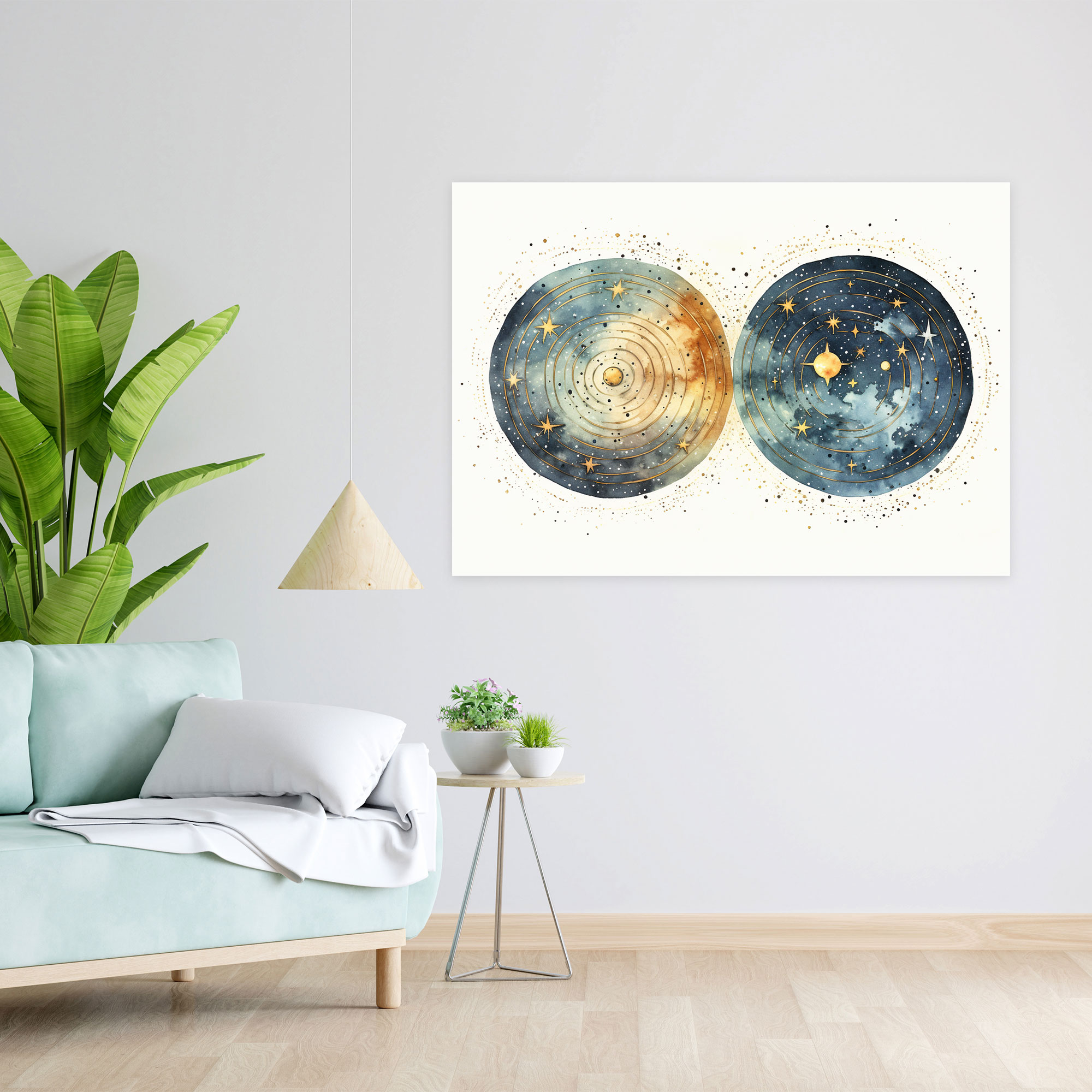 Celestial Horoscope Wall Decoration - Horoscope, Zodiac Constellations, Serene Atmosphere, Starry Night