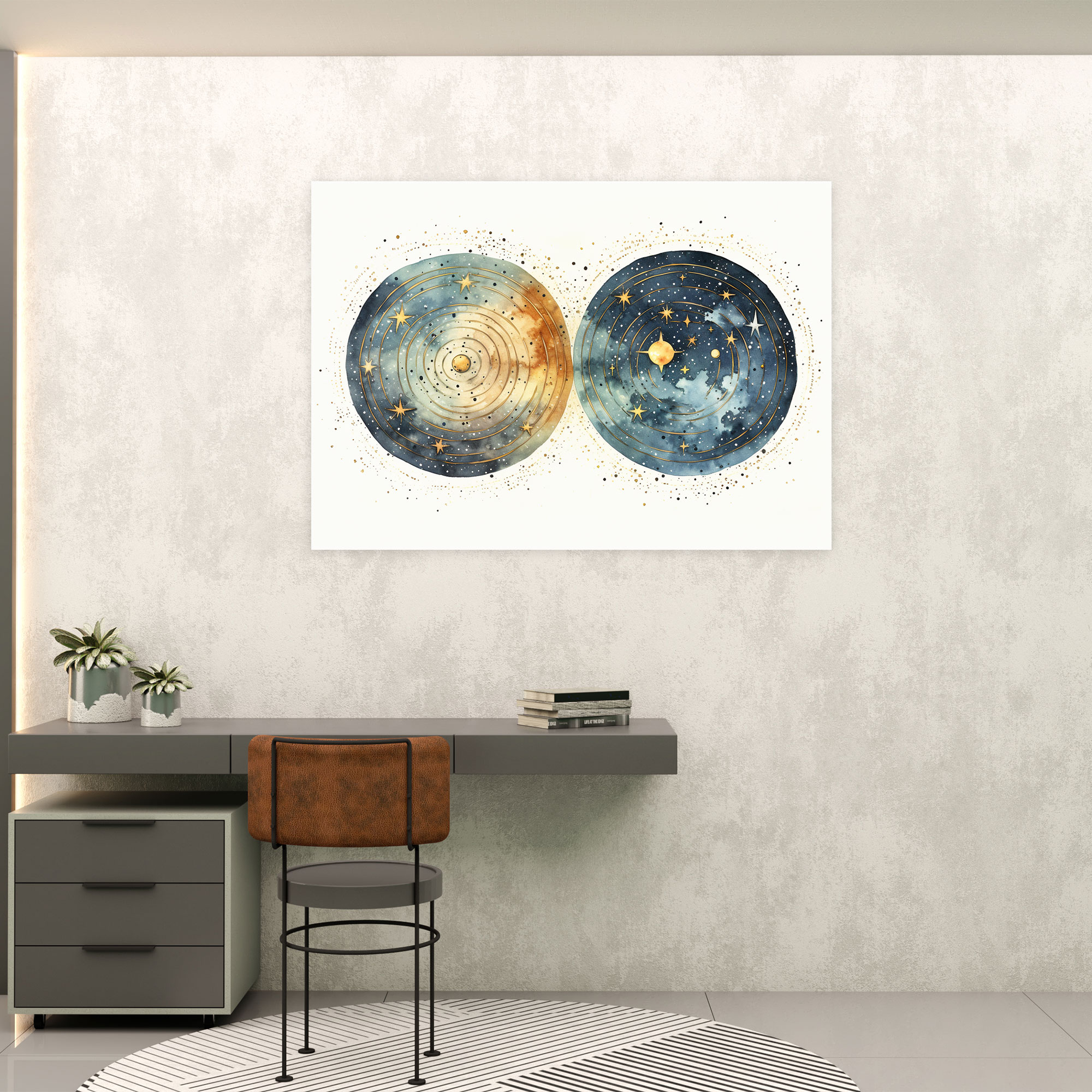 Celestial Horoscope Wall Decoration - Horoscope, Zodiac Constellations, Serene Atmosphere, Starry Night