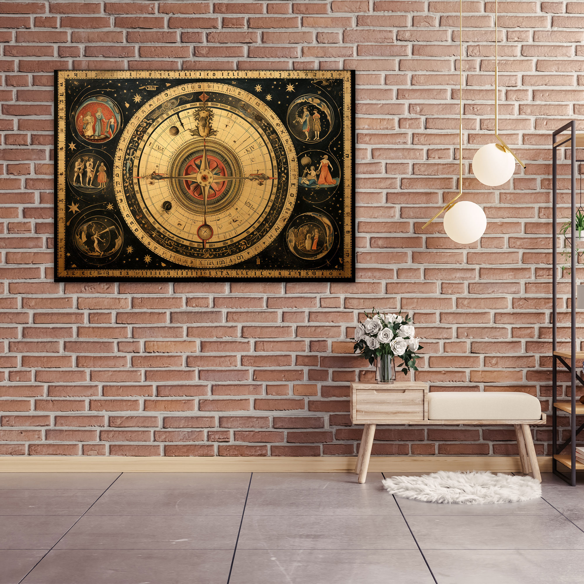 Astrologisches Horoskop Leinwandbild - Wanddekoration astrologische Chart Leinwanddruck
