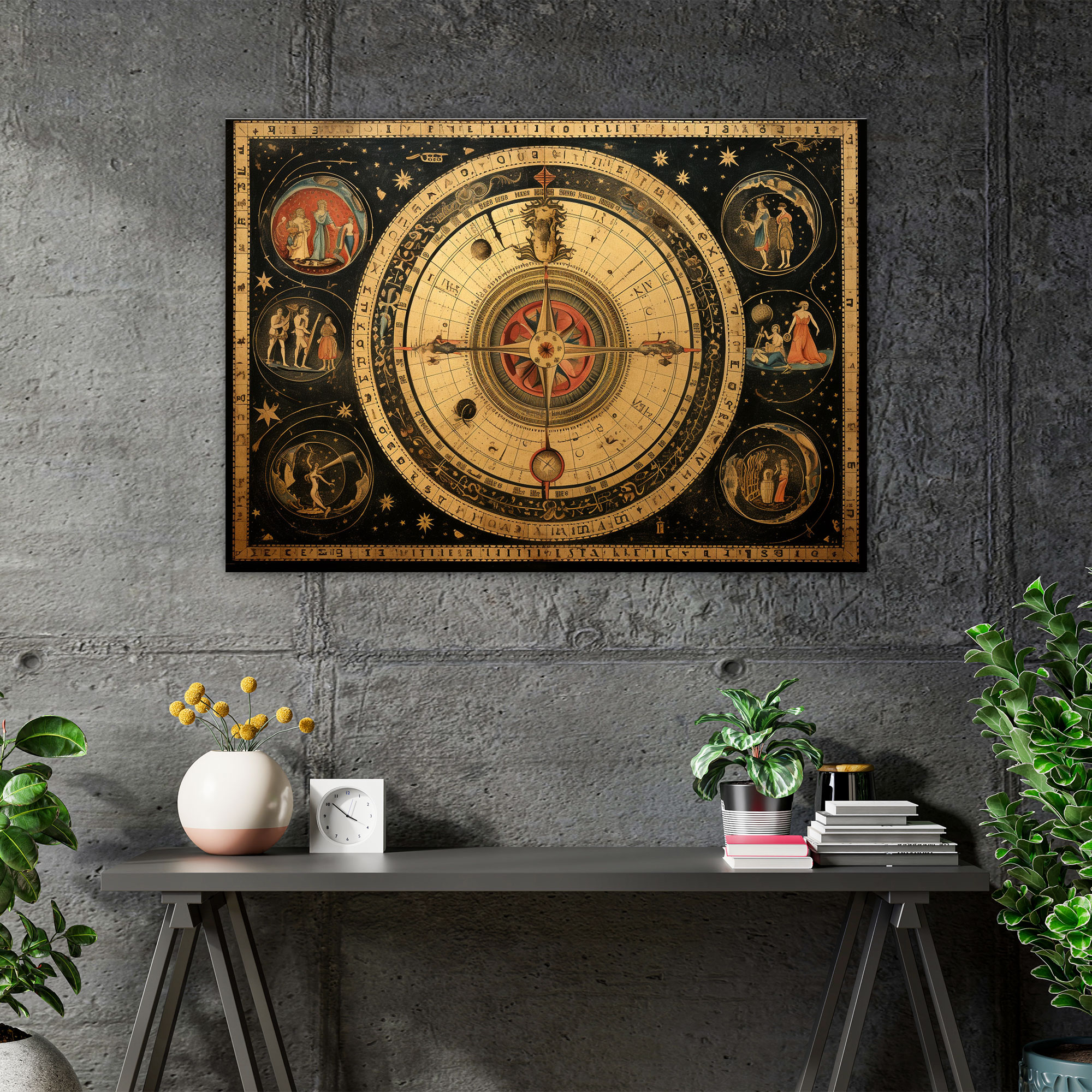 Astrologisches Horoskop Leinwandbild - Wanddekoration astrologische Chart Leinwanddruck