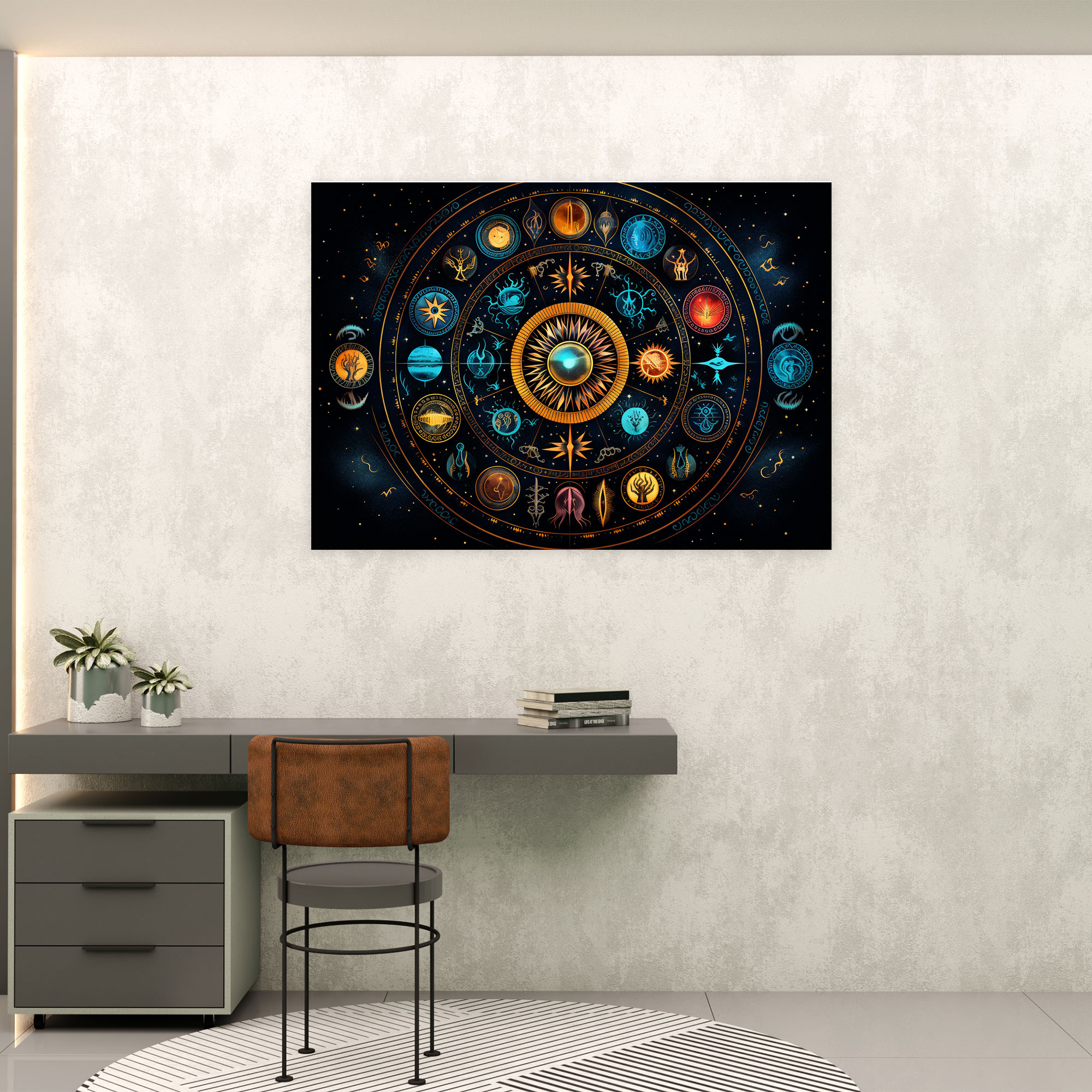 Horoscope Mandala Canvas Print - Horoscope, Wall Decoration, Canvas Wall Art, Home Decoration