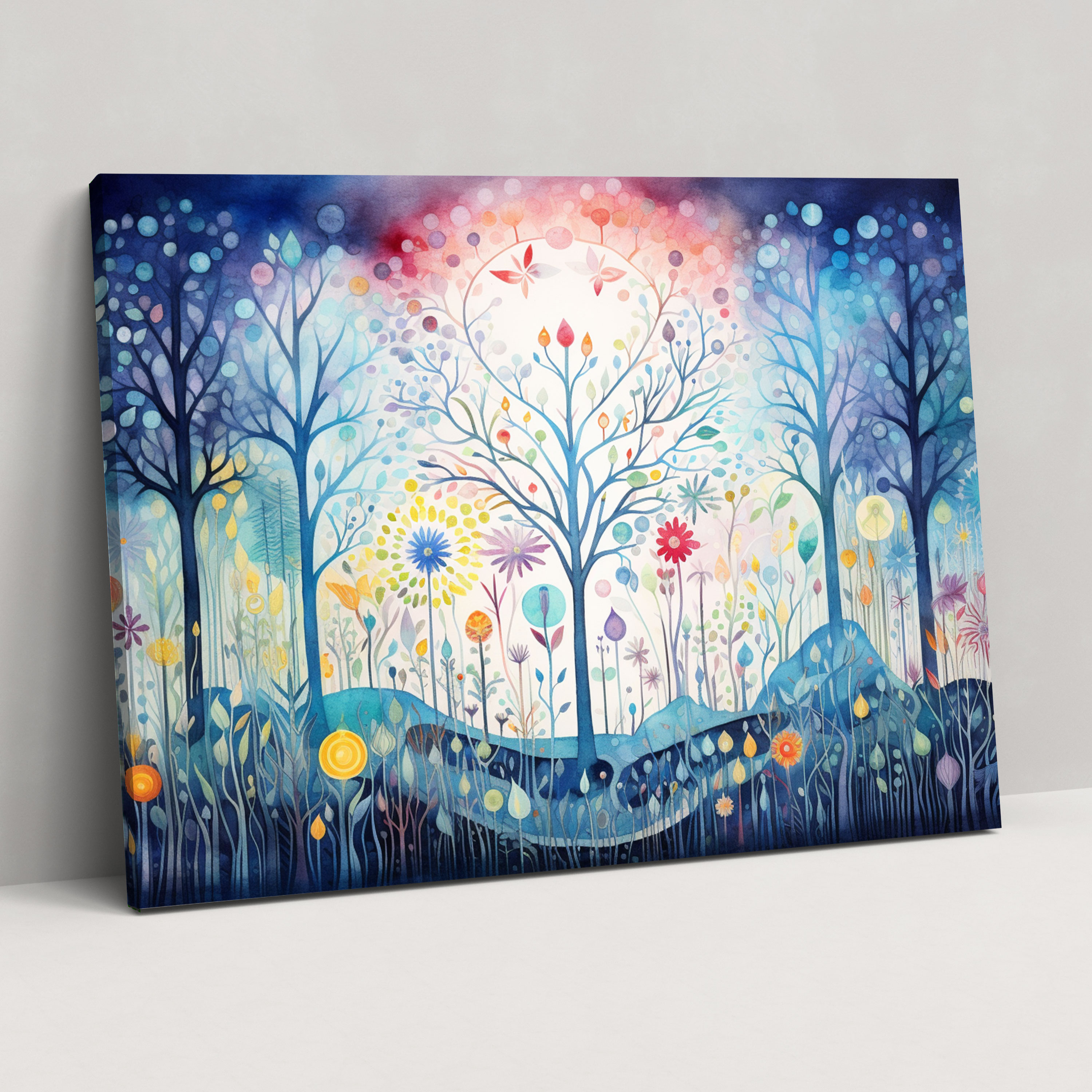 Mystical Forest Canvas Print - Horoscope, Canvas Wall Art, Watercolor Painting, Canvas Print