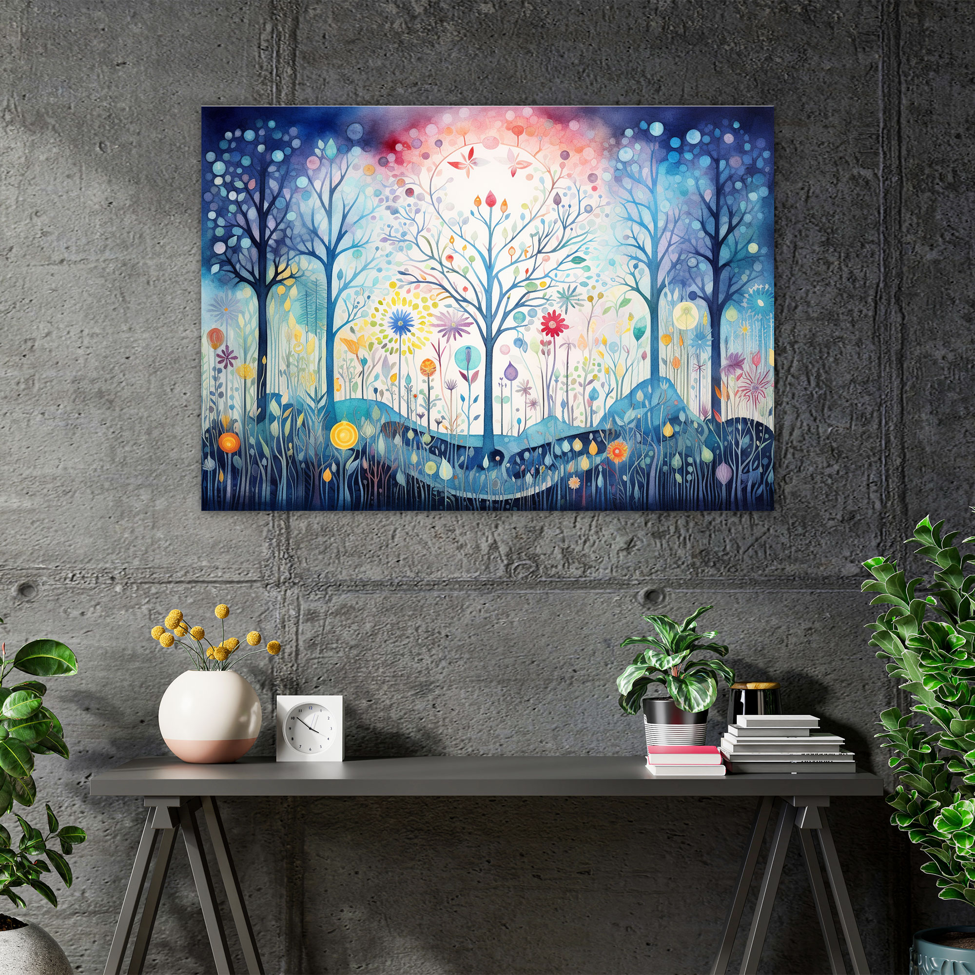 Mystical Forest Canvas Print - Horoscope, Canvas Wall Art, Watercolor Painting, Canvas Print