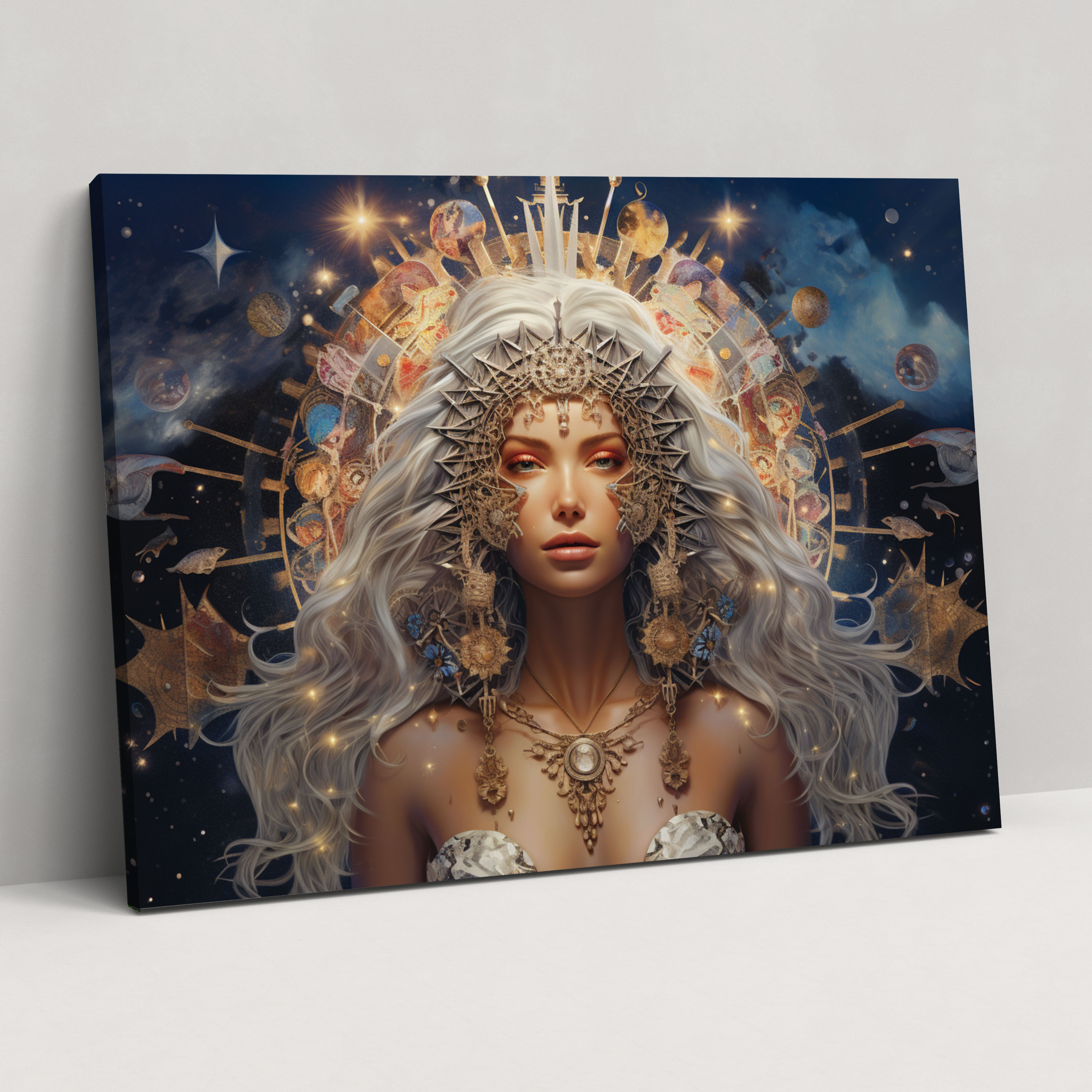 Zodiac Goddess Canvas Print - Horoscope, Contemporary Portrait, Zodiac Goddess, Canvas Print