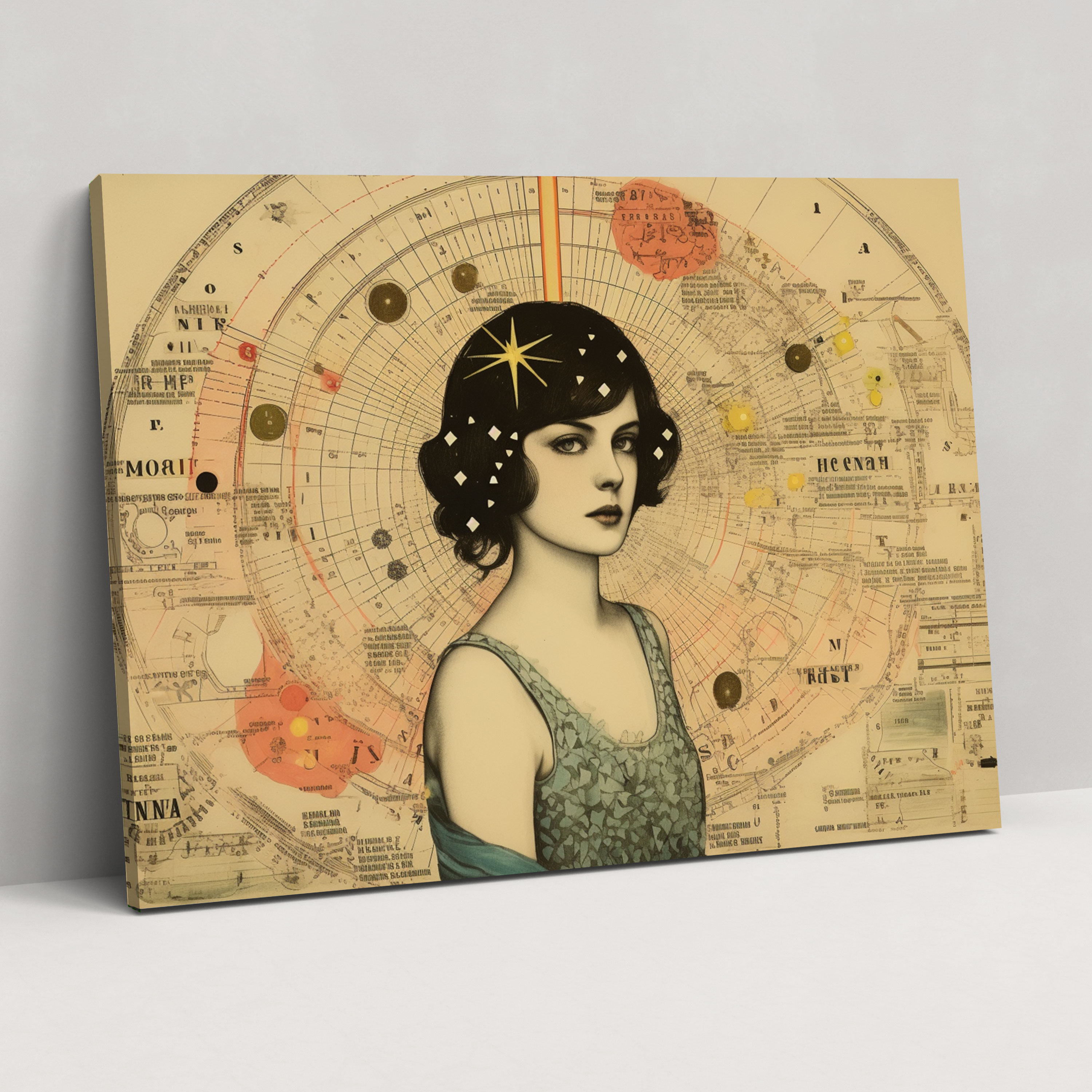 Horoscope Astrological Collage Wall Art - Horoscope, Handwritten Notes, Vintage Collage, Antique Illustrations