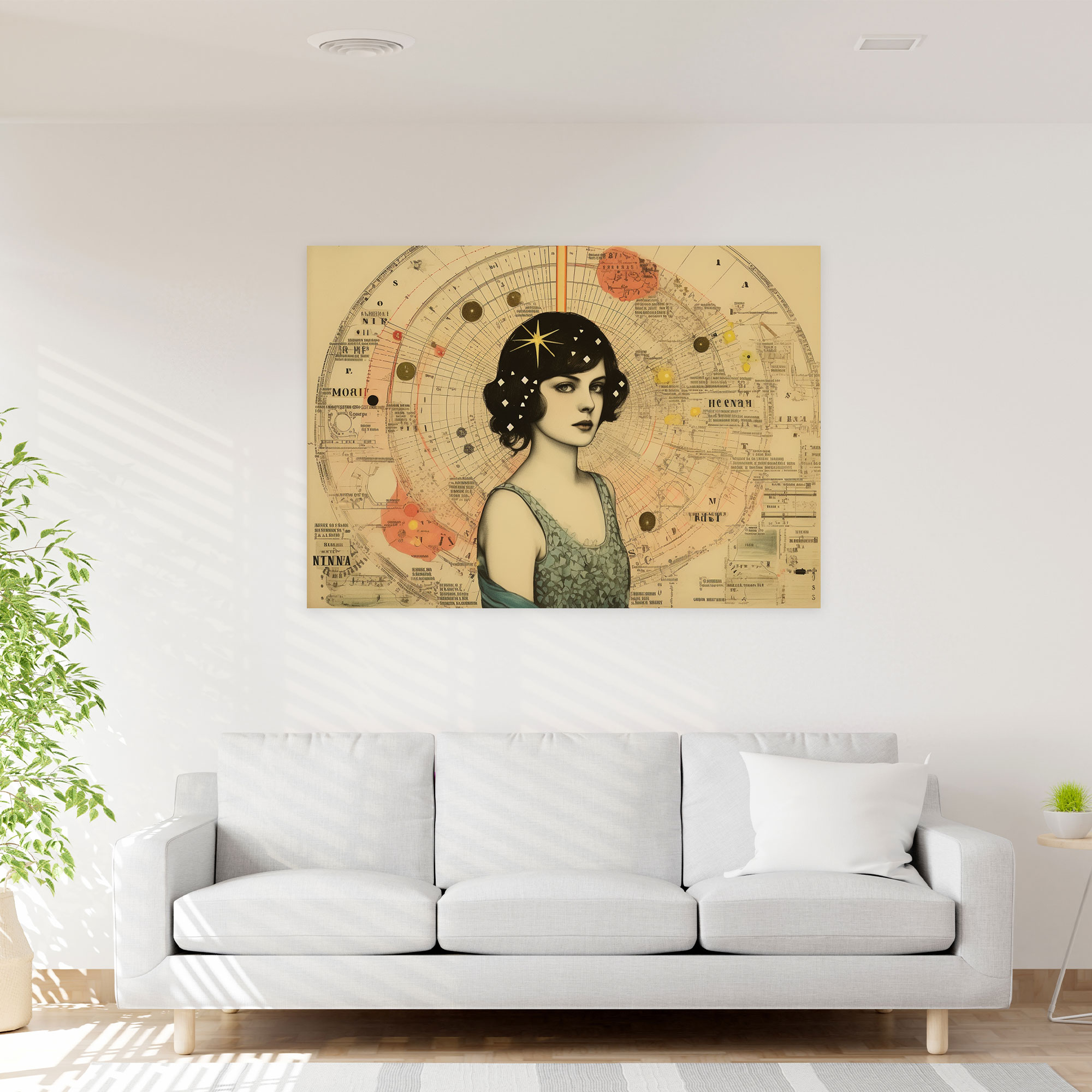 Horoscope Astrological Collage Wall Art - Horoscope, Handwritten Notes, Vintage Collage, Antique Illustrations