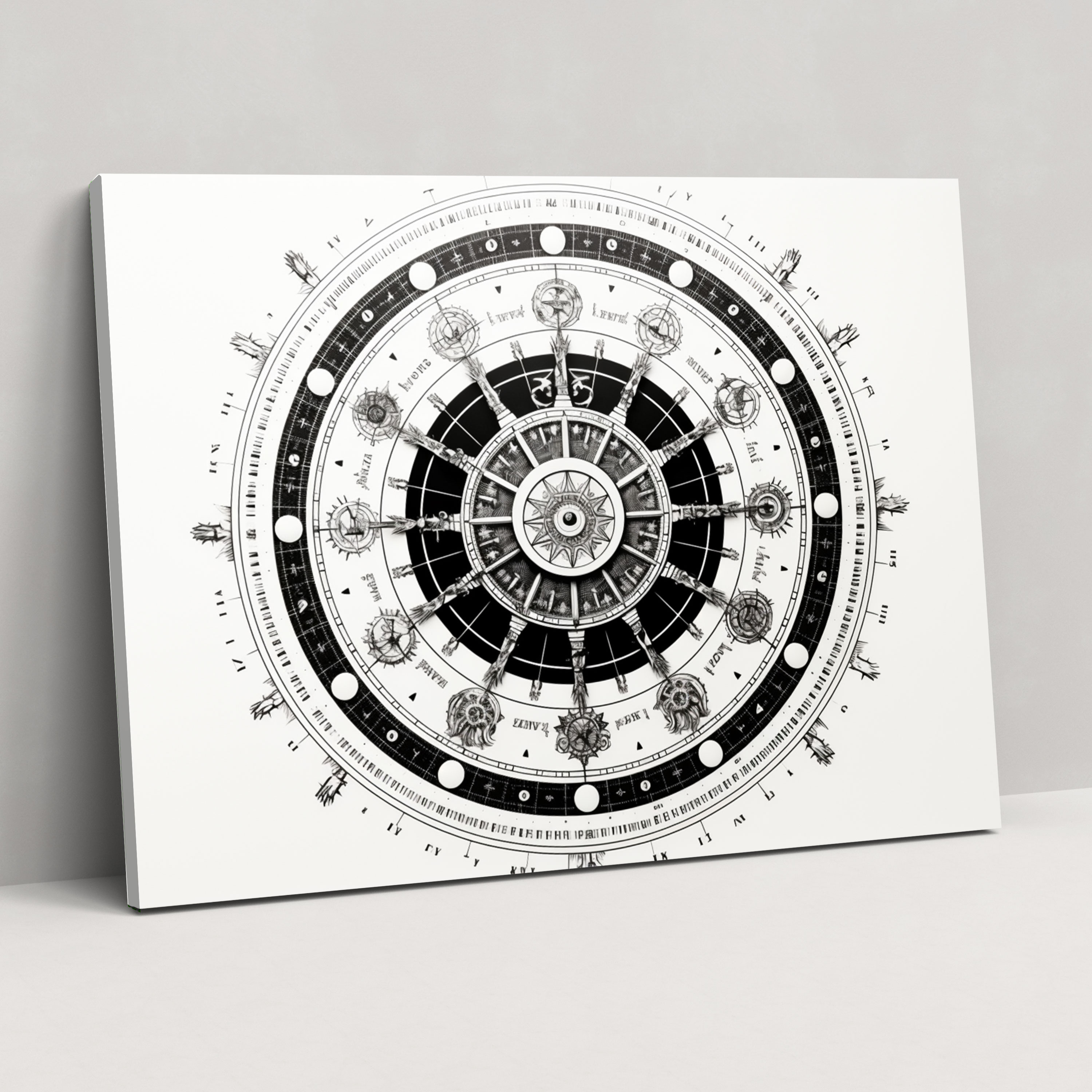 Horoscope Zodiac Wheel Wall Art - Horoscope, Canvas, Minimalist Illustration, Canvas Wall Art