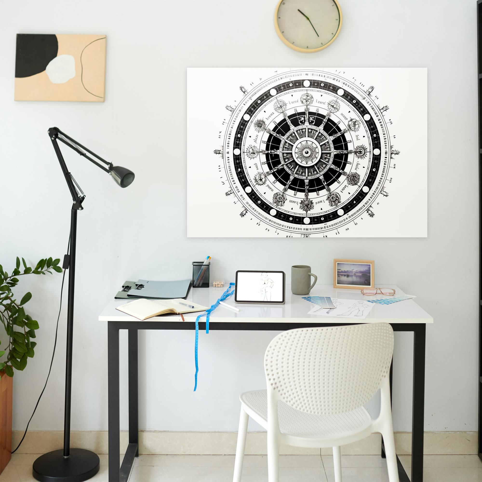 Horoscope Zodiac Wheel Wall Art - Horoscope, Canvas, Minimalist Illustration, Canvas Wall Art