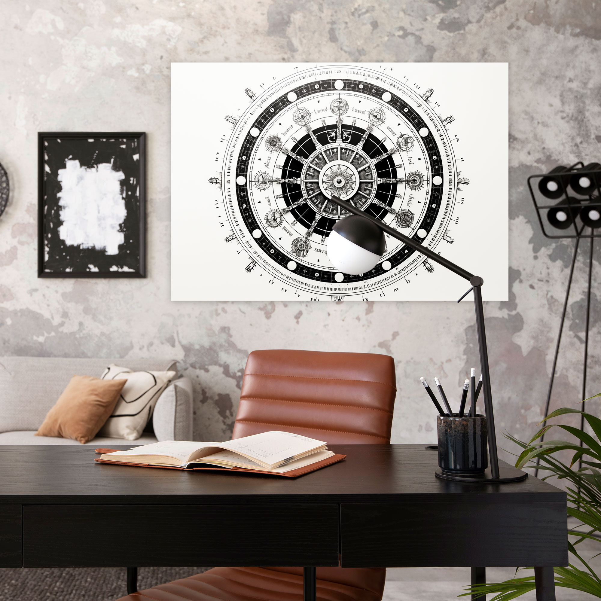 Horoscope Zodiac Wheel Wall Art - Horoscope, Canvas, Minimalist Illustration, Canvas Wall Art