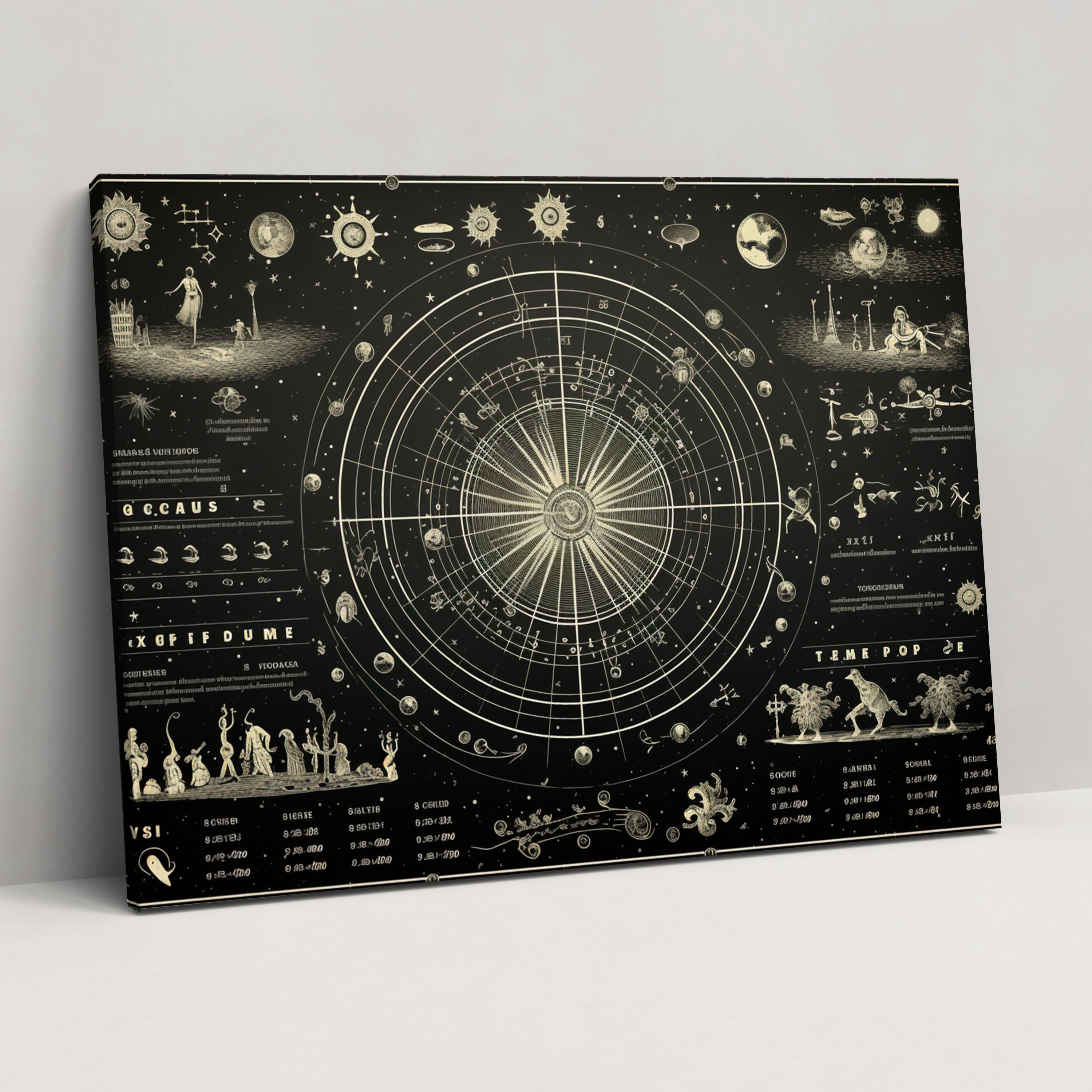 Horoscope Vintage Star Chart Canvas Print - Horoscope, Canvas, Vintage Star Chart Illustration, Canvas Wall Art