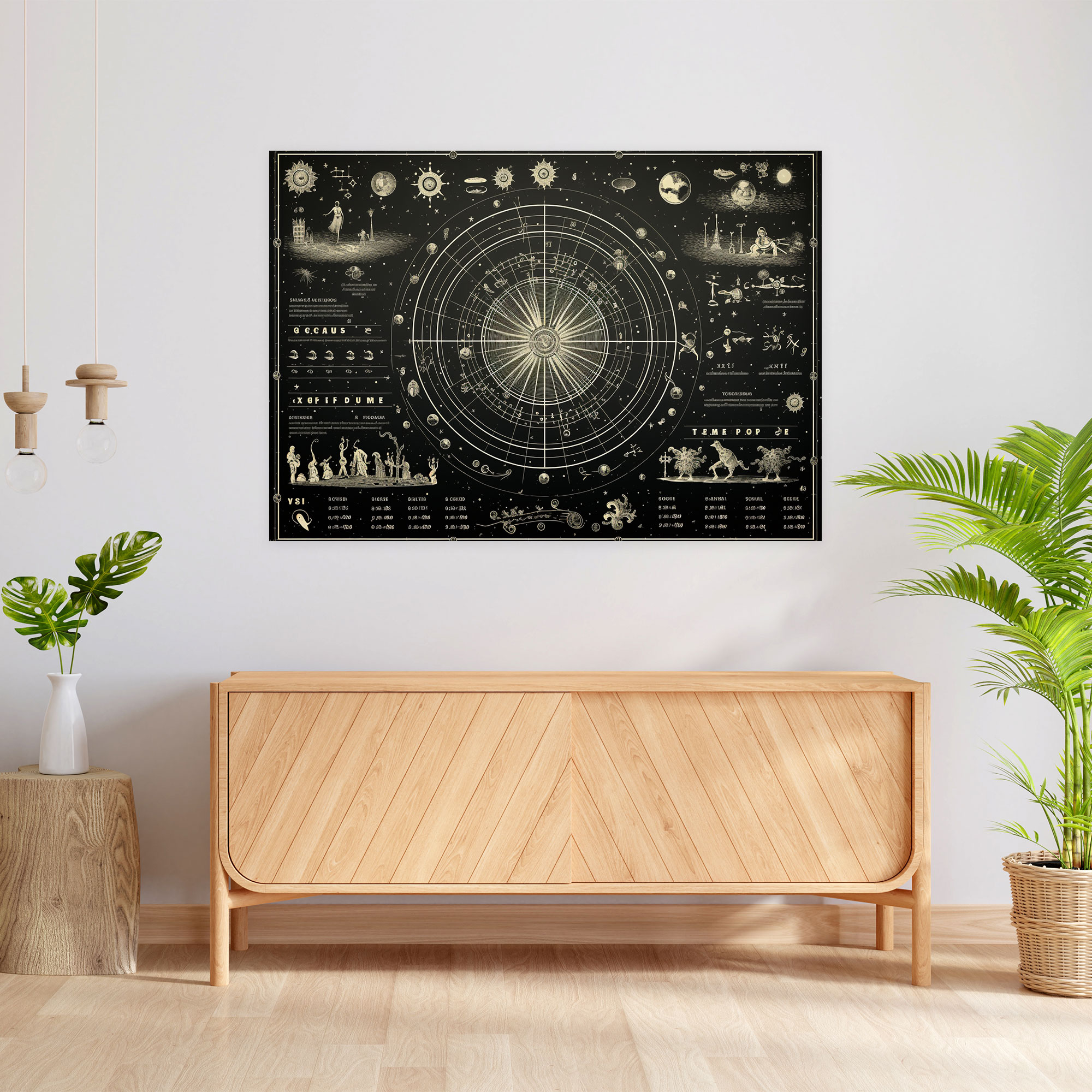 Horoscope Vintage Star Chart Canvas Print - Horoscope, Canvas, Vintage Star Chart Illustration, Canvas Wall Art