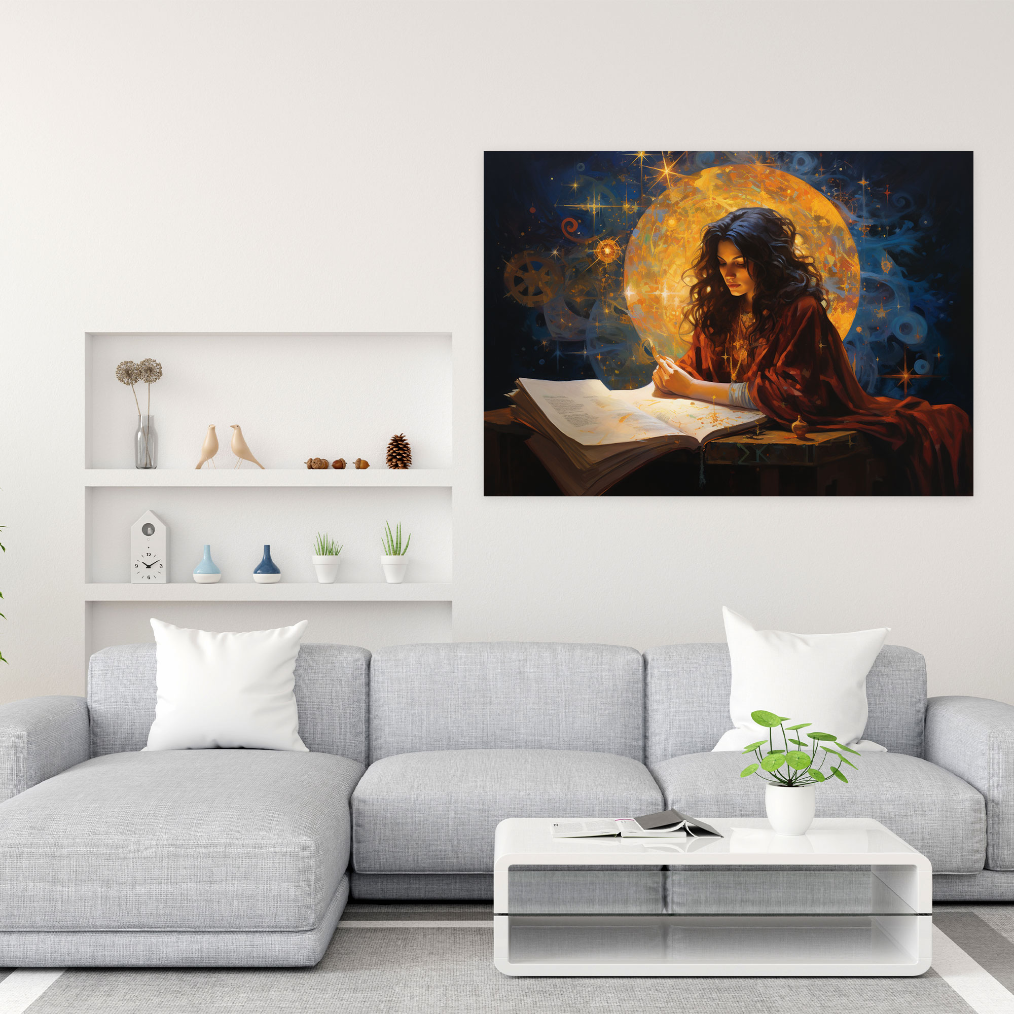 Gizemli Kahin Duvar Sanatı - Burçlar Ev Dekorasyonu Horoskop Yağlı Boya