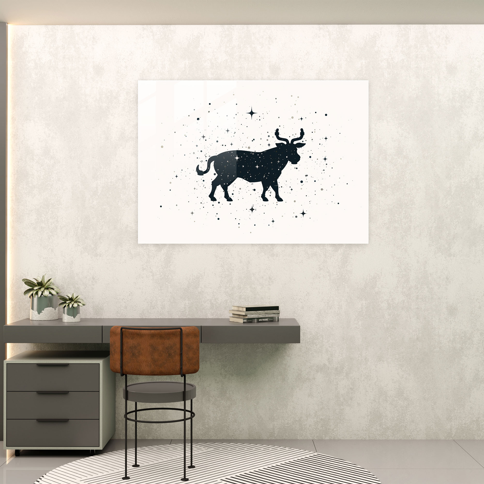 Zodiac-Glasbild im minimalistischen Stil - Sternzeichen Eleganz Tierkreis-Konstellation Glas-Kunst