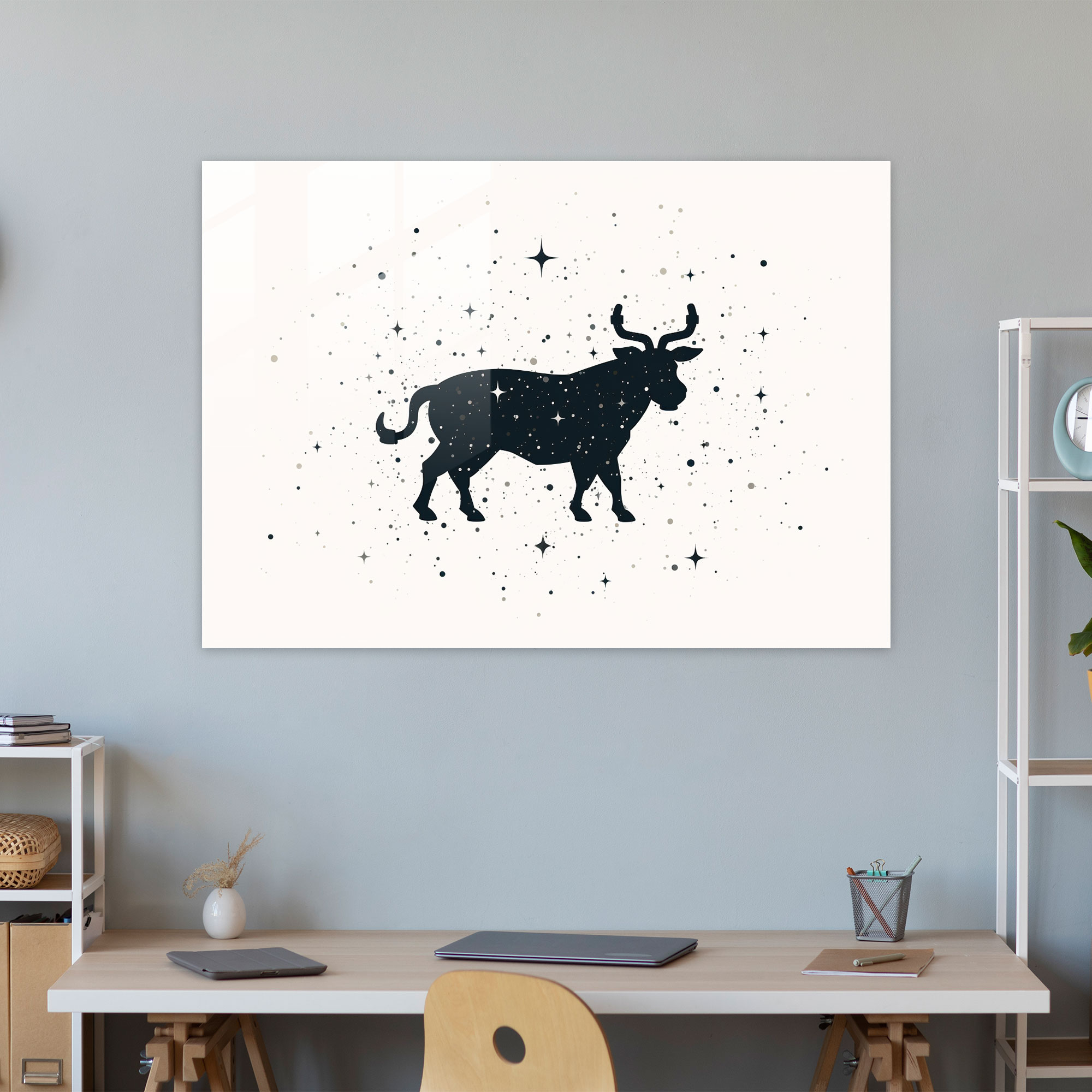Zodiac-Glasbild im minimalistischen Stil - Sternzeichen Eleganz Tierkreis-Konstellation Glas-Kunst