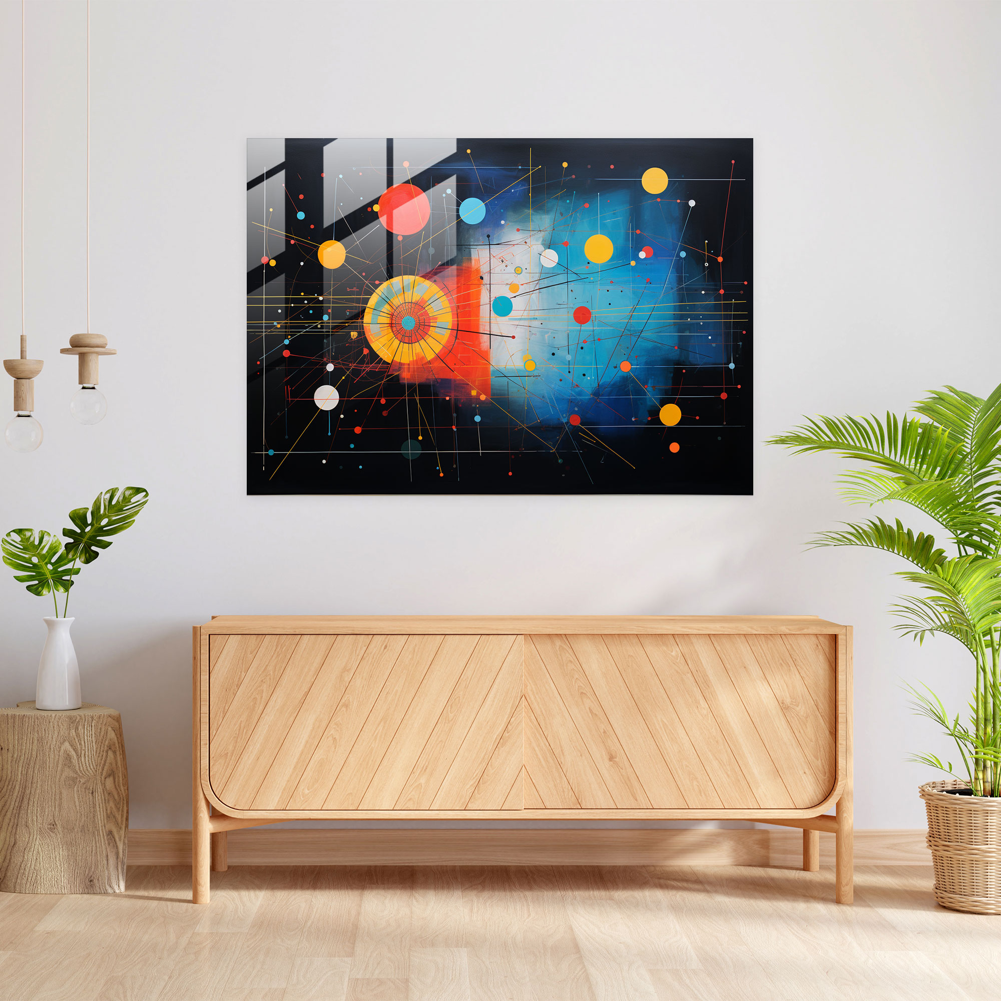Geometric Zodiac Glass Wall Art - Horoscope, Geometric Abstract Painting, Wall Decoration, Horoscope
