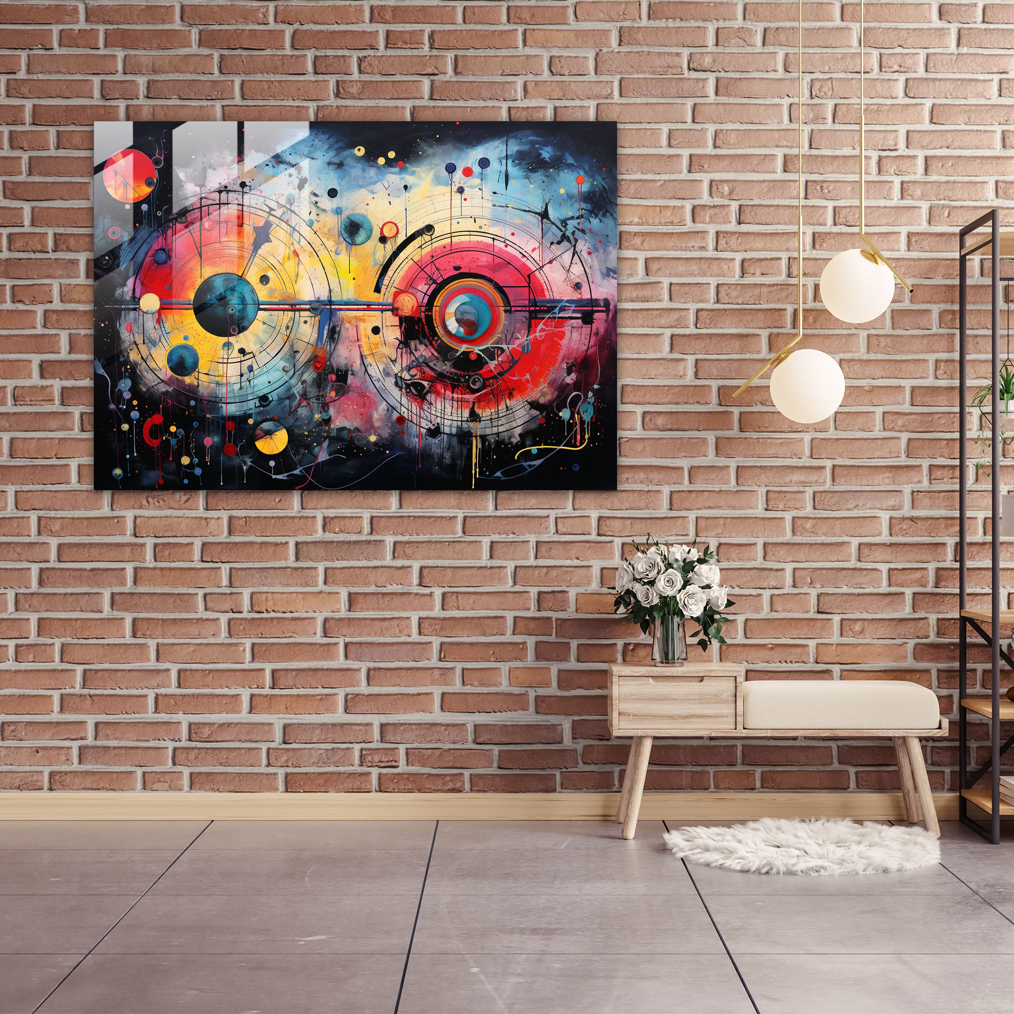Burçlar Cam Tablo Sanatı: Kozmik Semboller - Burçlar Soyut Sanat Modern Sanat Cam Tablo