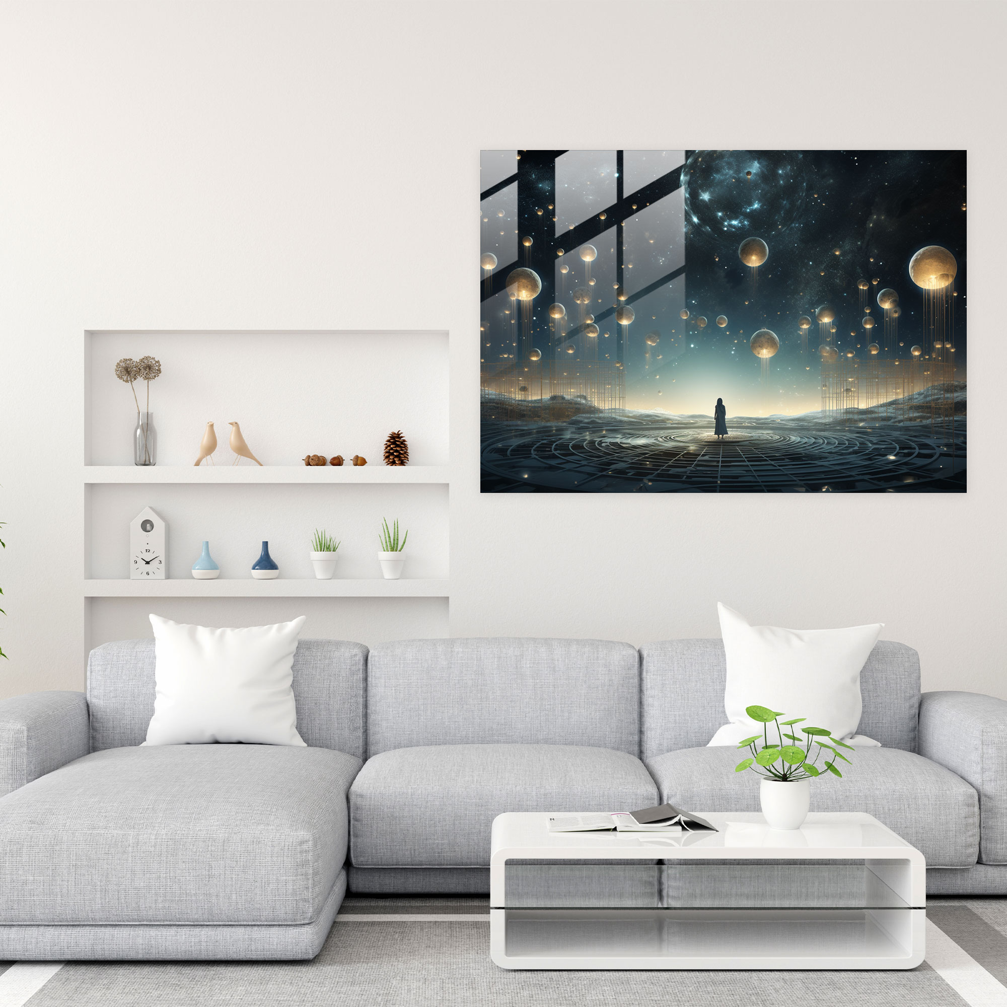 Horoscope Glass Print: Dreamlike Astrology - Horoscope, Modern Art, Dreamlike Scene, Glass Print