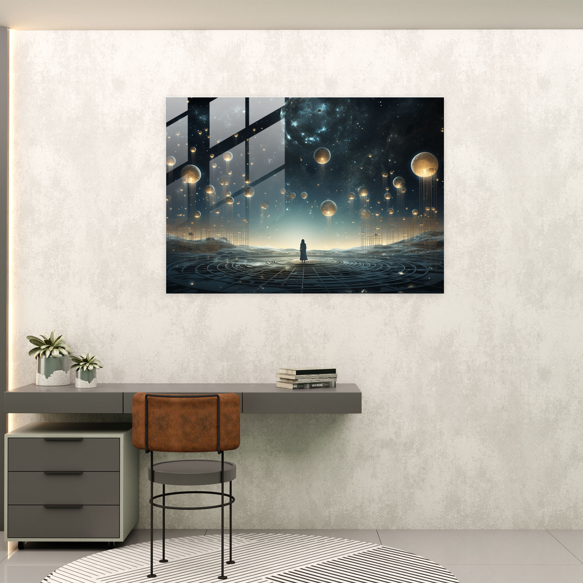Horoscope Glass Print: Dreamlike Astrology - Horoscope, Modern Art, Dreamlike Scene, Glass Print
