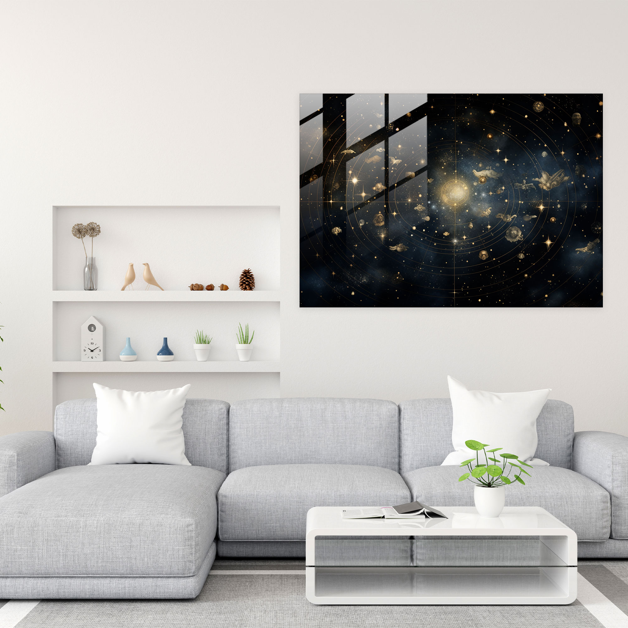 Burçlar Cam Duvar Sanatı - Burçlar Astroloji Cam Duvar Sanatı Duvar Dekorasyonu