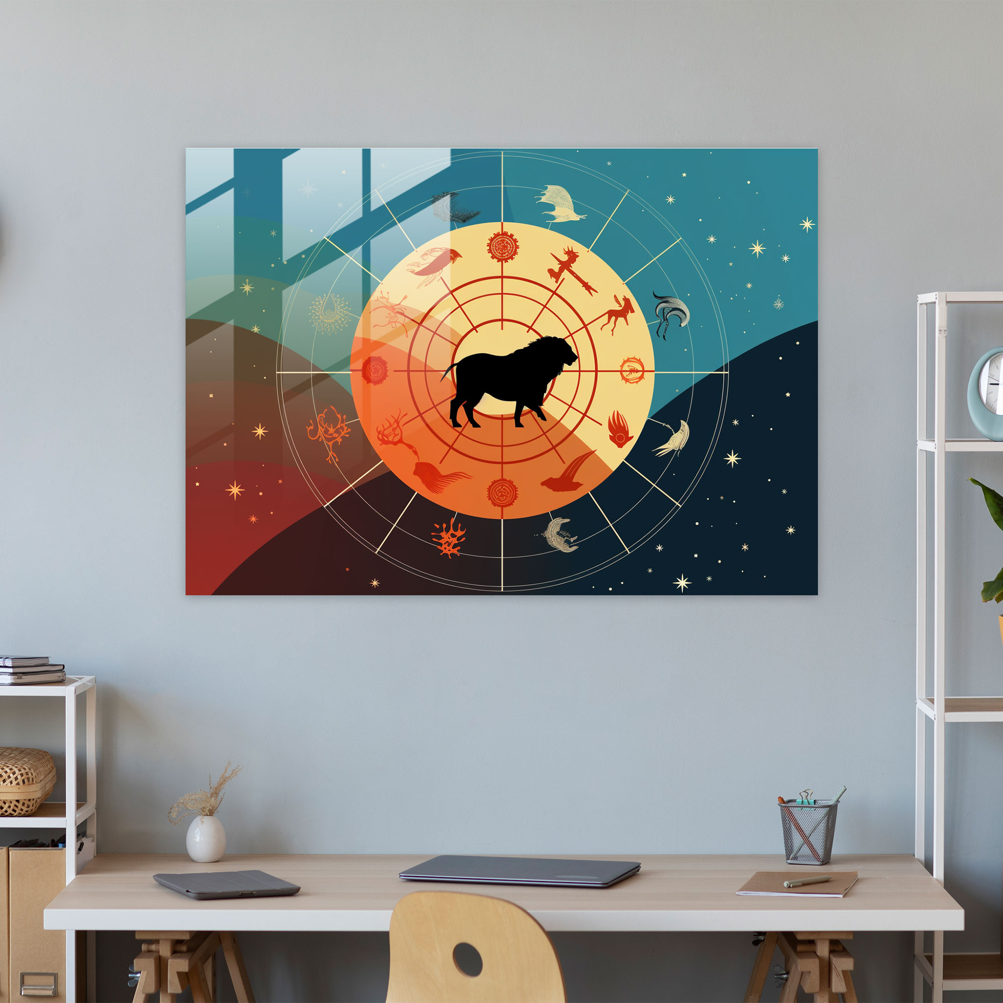 Zodiac Silhouette Glass Print - Horoscope, Modernity, Wall Decoration, Glass Art