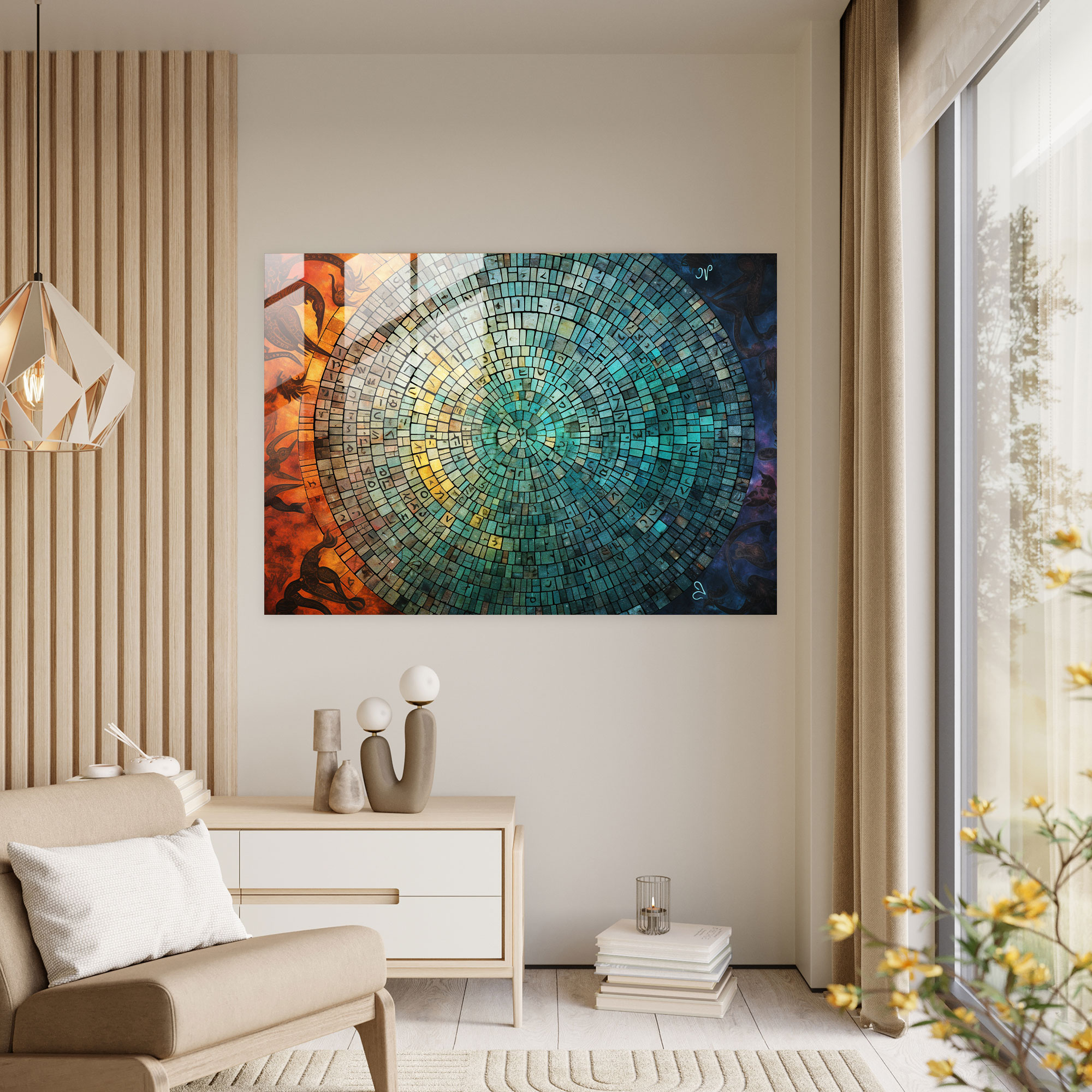 Gradient Zodiac Mosaic Glass Wall Art - Horoscope, Home Decoration, Glass Print, Glass Wall Art