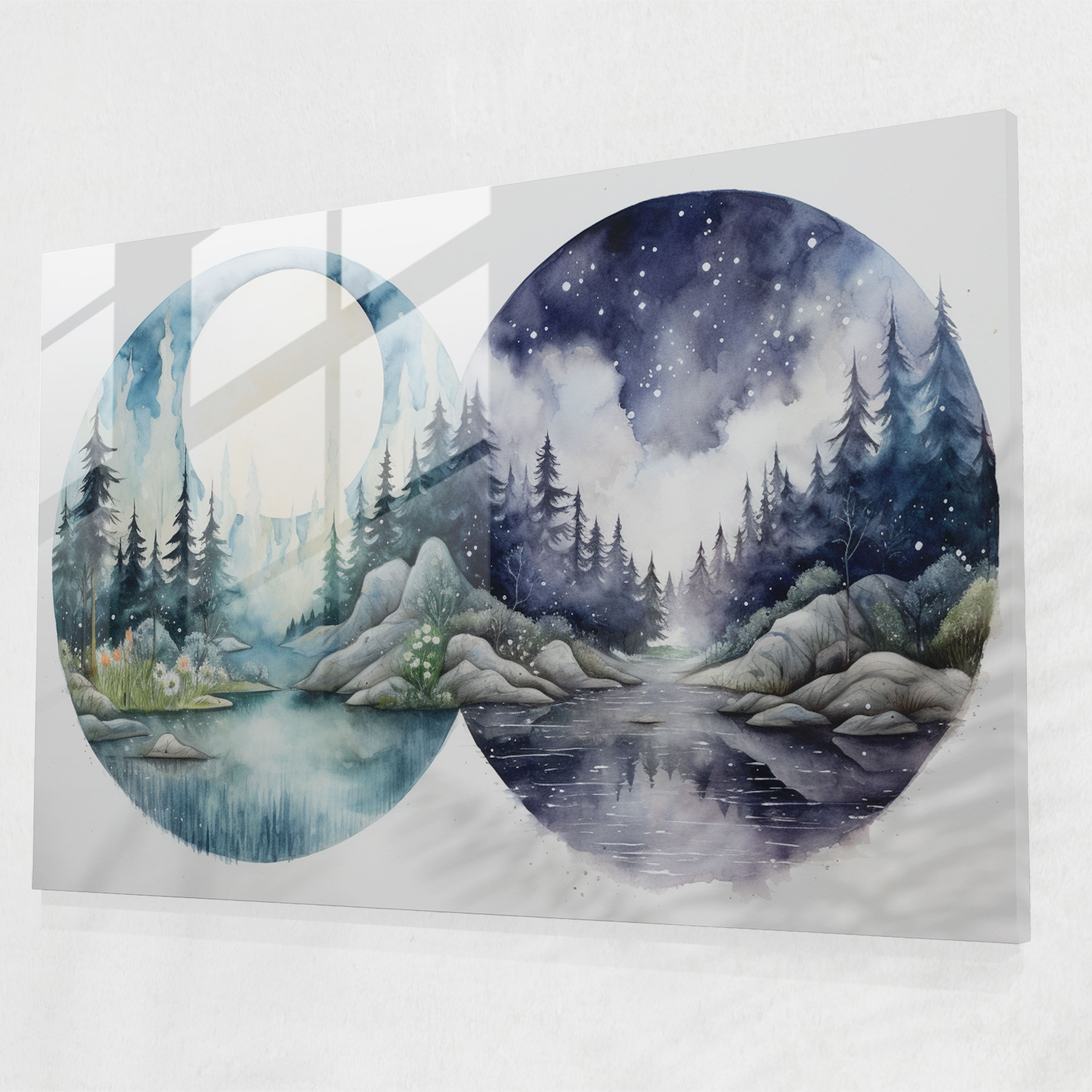 Zodiac Watercolor Landscape Glass Print - Horoscope, Wall Decoration, Home Decoration, Serene Natural Sceneries