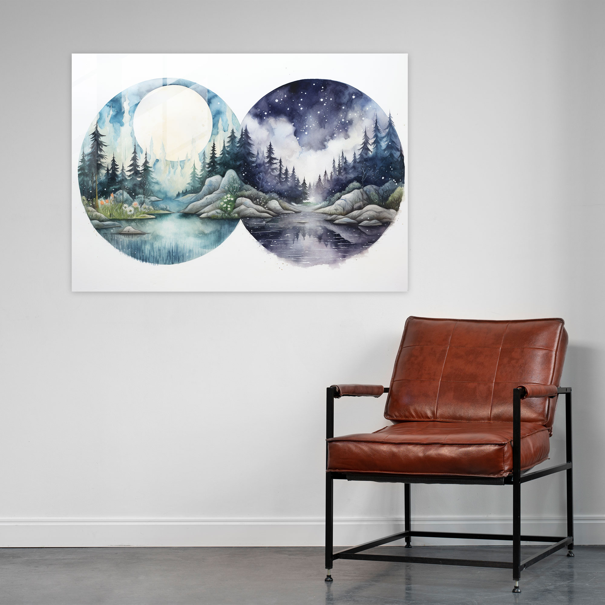 Zodiac Watercolor Landscape Glass Print - Horoscope, Wall Decoration, Home Decoration, Serene Natural Sceneries