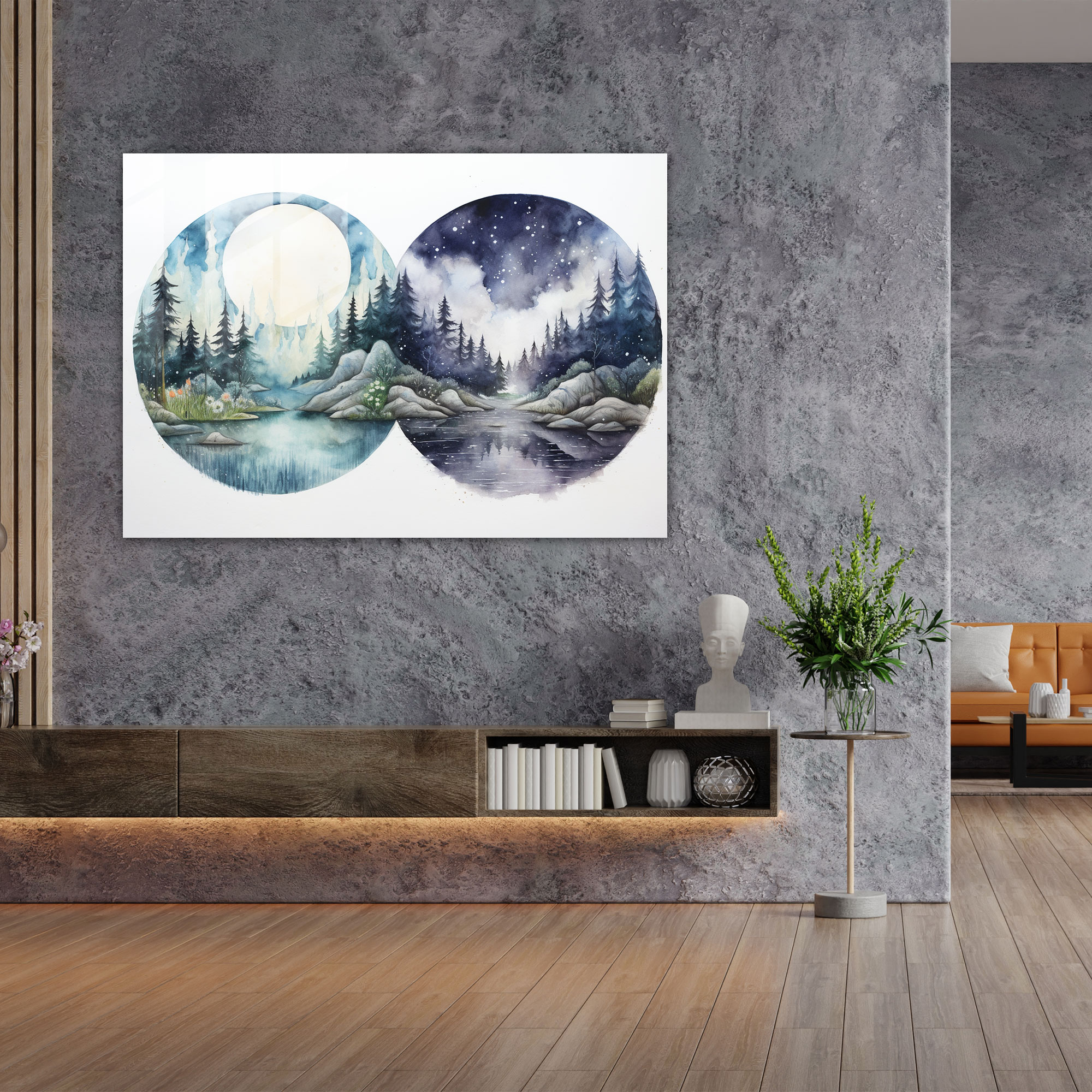 Zodiac Watercolor Landscape Glass Print - Horoscope, Wall Decoration, Home Decoration, Serene Natural Sceneries