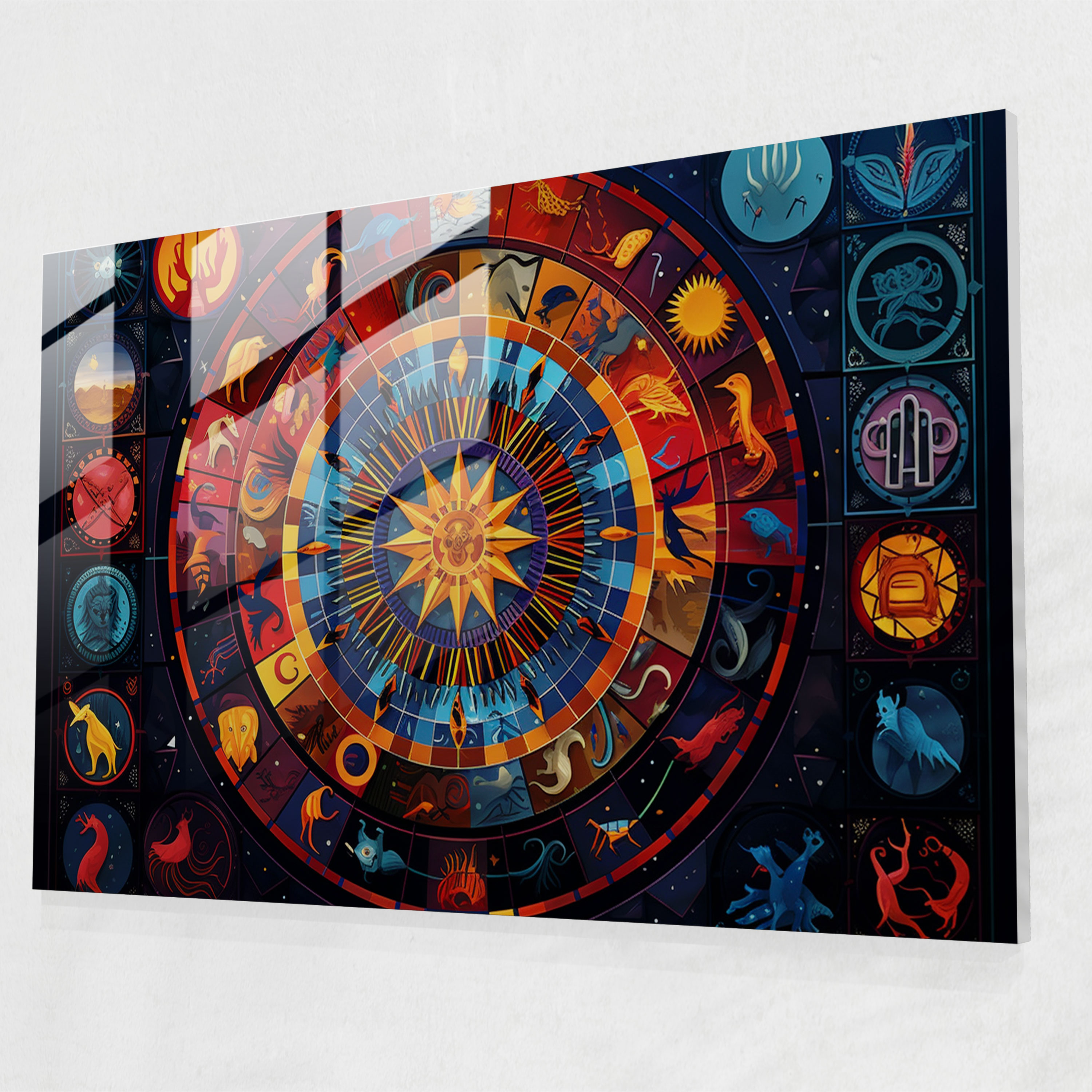 Geometric Zodiac Glass Print - Horoscope, Twelve Zodiac Signs, Geometric Pattern, Horoscope