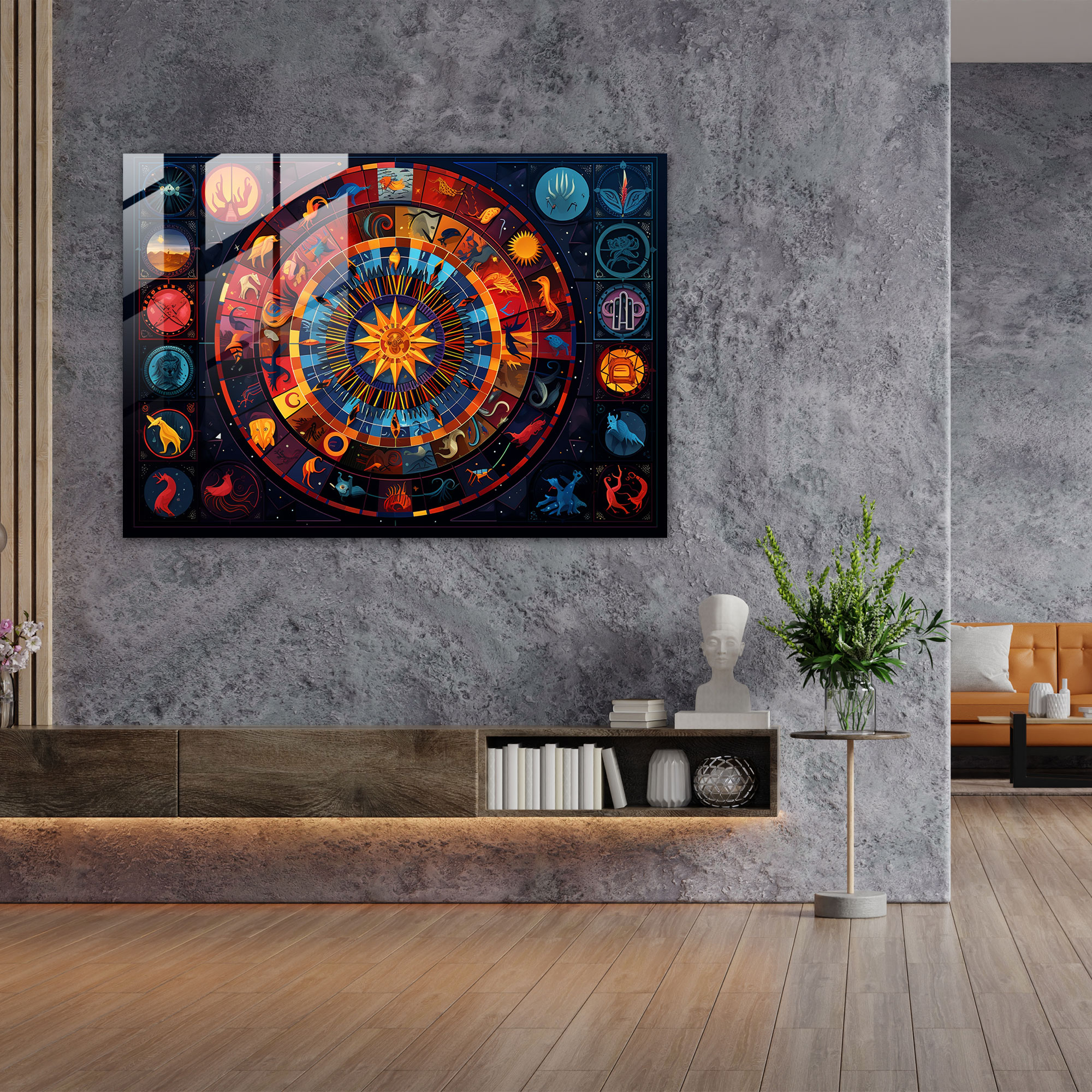 Geometric Zodiac Glass Print - Horoscope, Twelve Zodiac Signs, Geometric Pattern, Horoscope