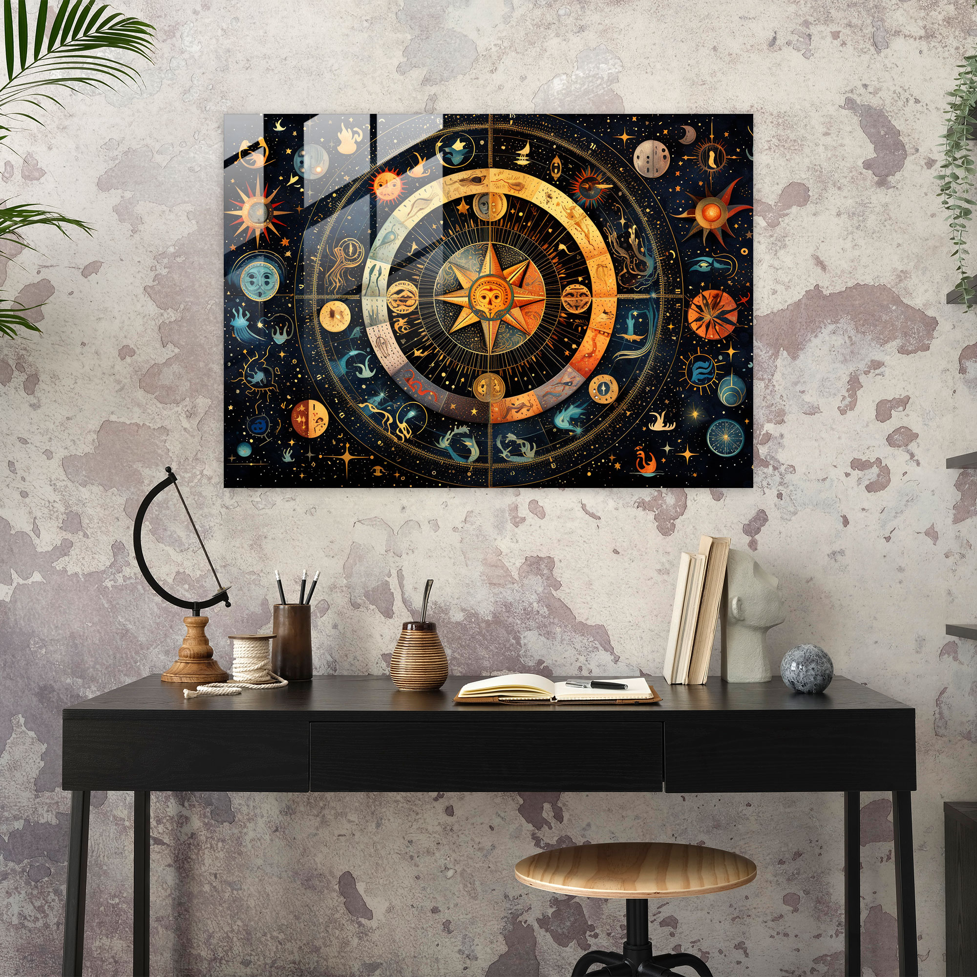 Horoscope Glass Art - Horoscope, Mosaic Design, Captivating Display, Astrology