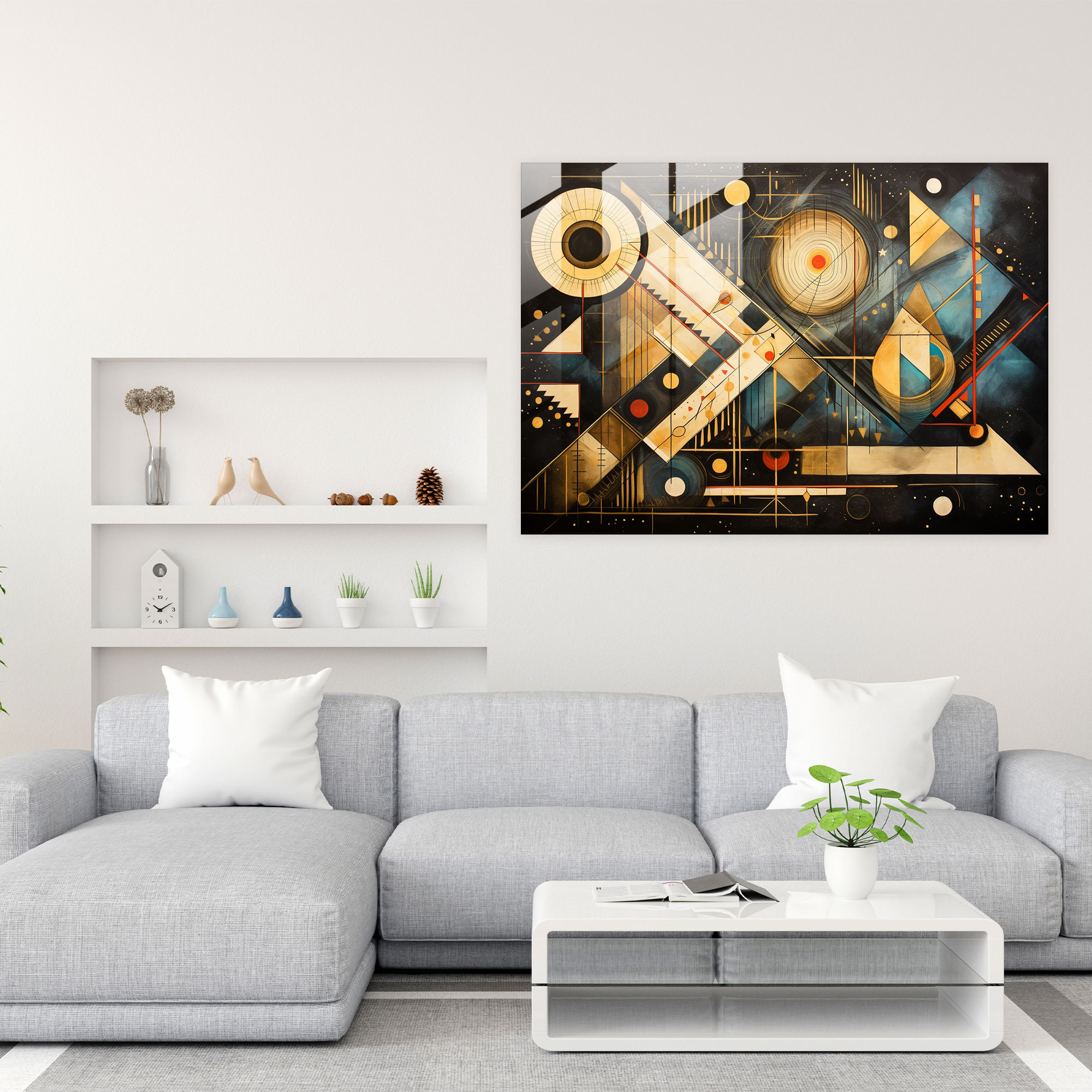 Modern Horoscope Glass Print - Horoscope, Intersecting Lines, Glass Wall Art, Art