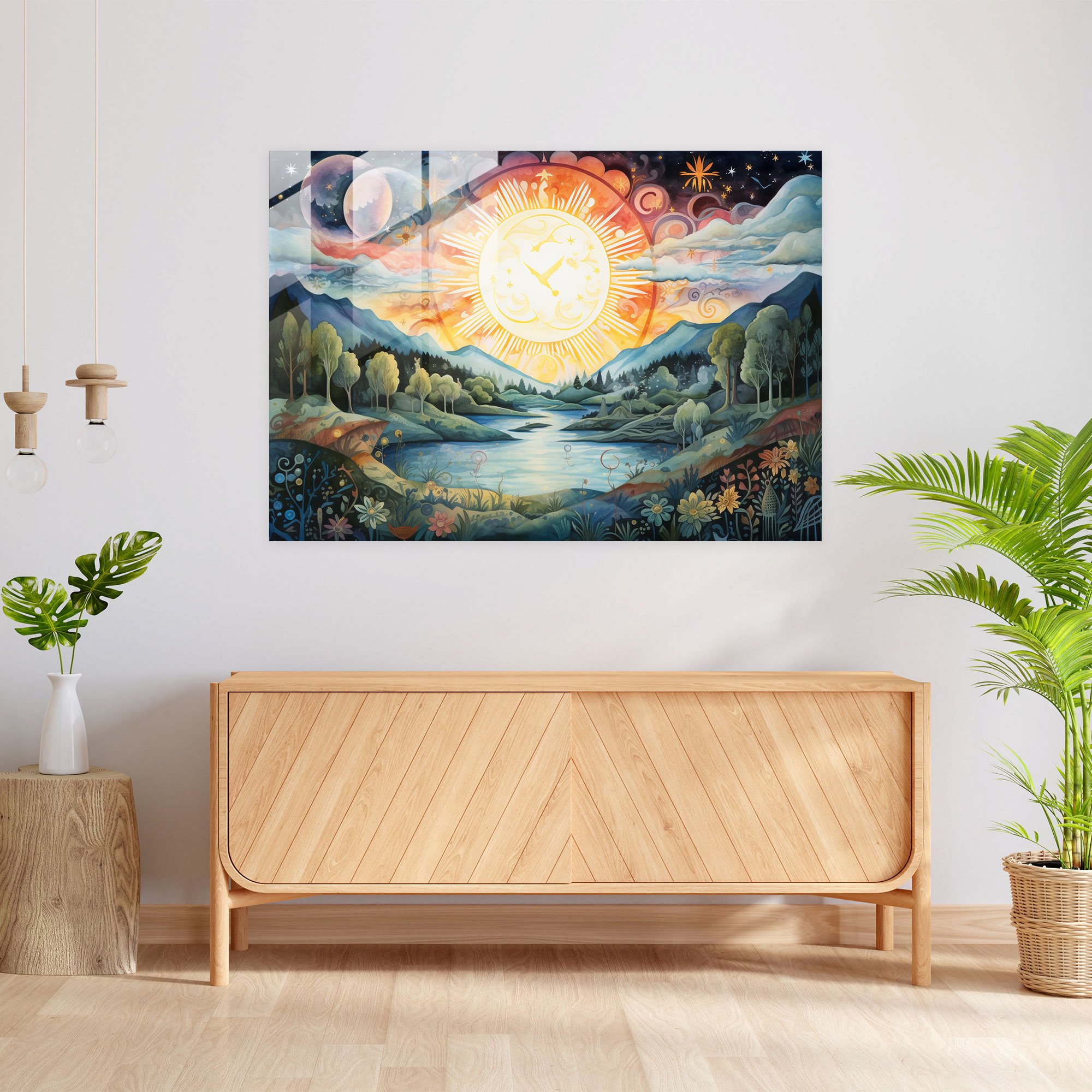 Whimsy Horoscope Glass Print - Horoscope, Mystical Elements, Modern Art, Zodiac Symbols