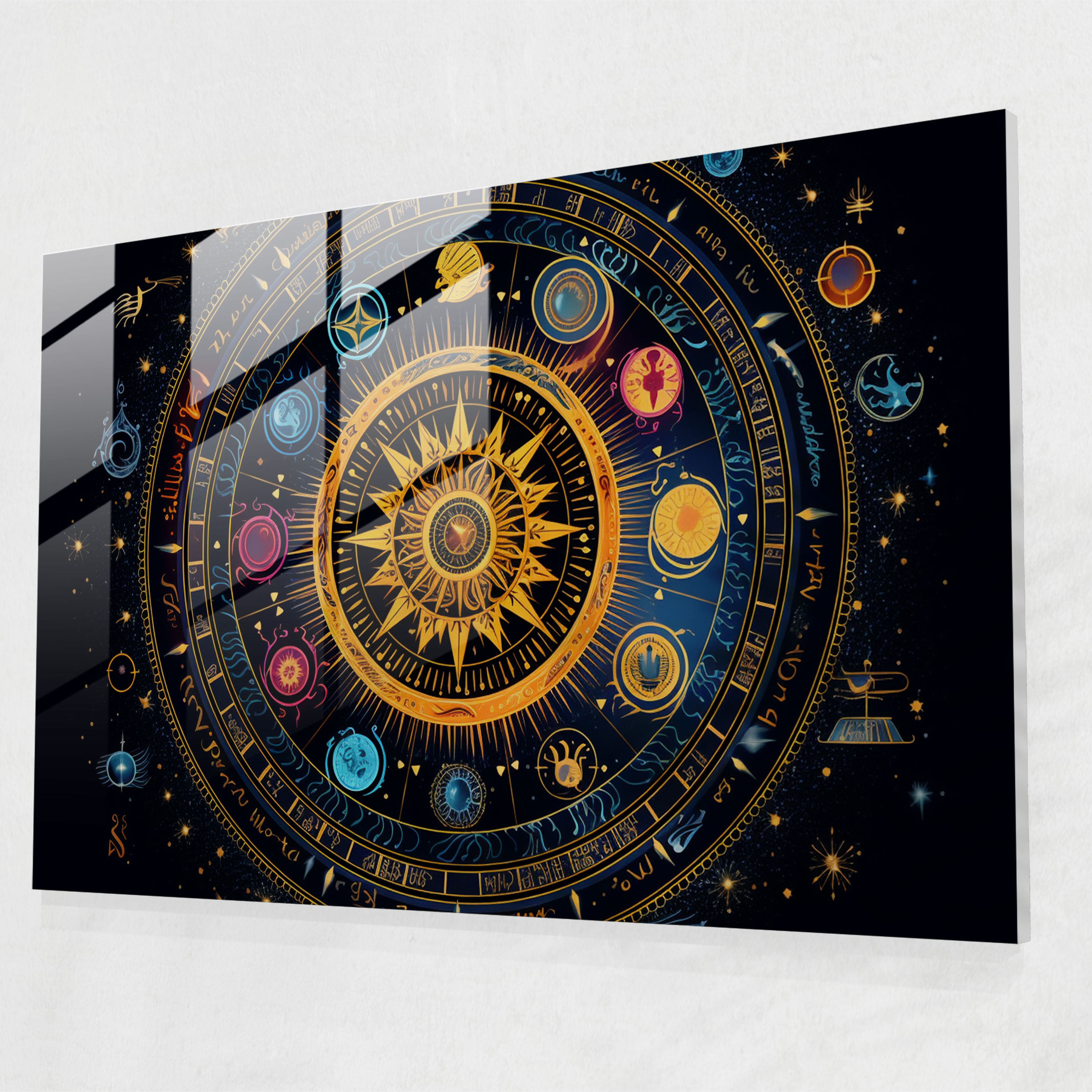 Burç Tablo Sanatı - Astrolojik Mandala Tasarımı Cam Tablo Modern Sanat