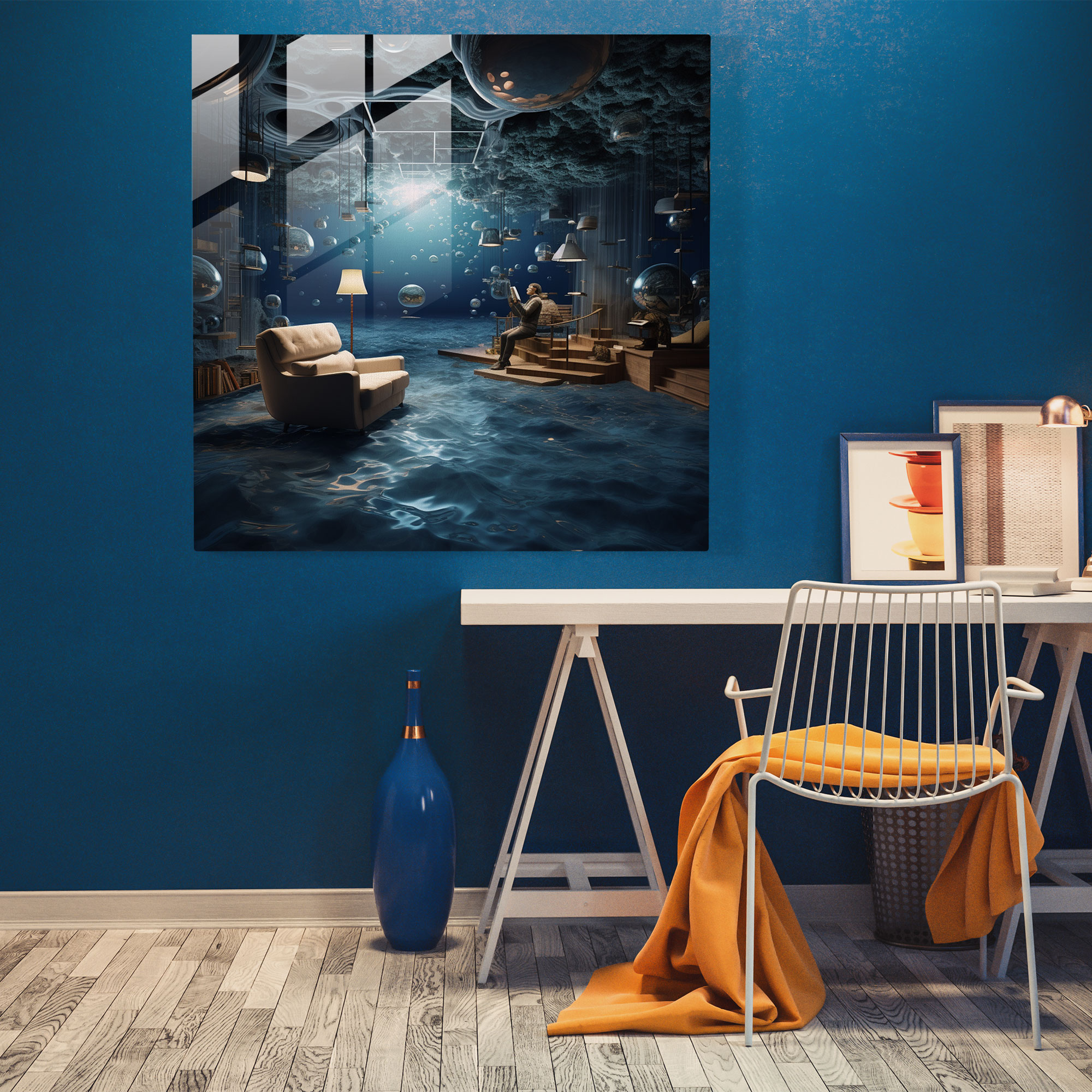 Gravity-Defying Dreams Glass Print - Hotel, Modern Art, Gravity-Defying Dreams, Glass Wall Art