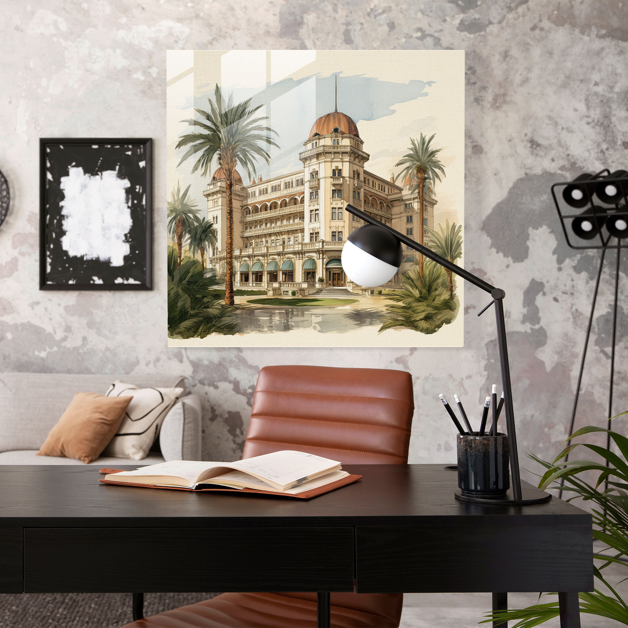 Palm Paradise Hotel Glass Print - Hotel, Glass Wall Art, Glass Art, Glass Print