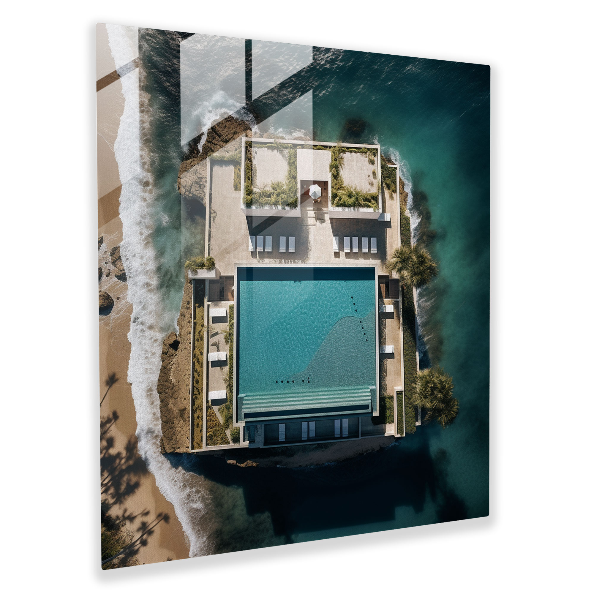 Oceanfront Bliss Glass Print - Hotel, Glass Art, Oceanfront Bliss, Modern Art