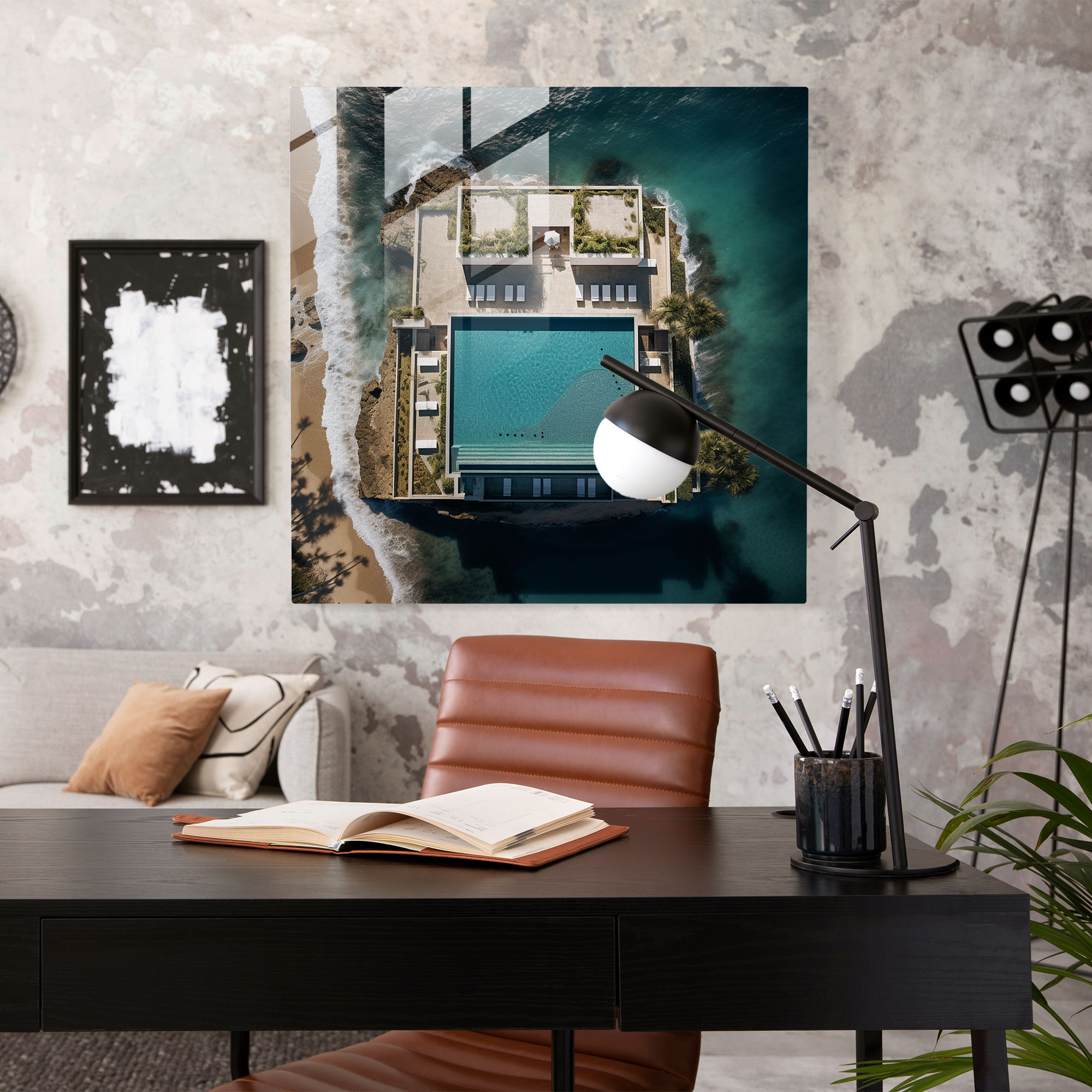 Oceanfront Bliss Glass Print - Hotel, Glass Art, Oceanfront Bliss, Modern Art