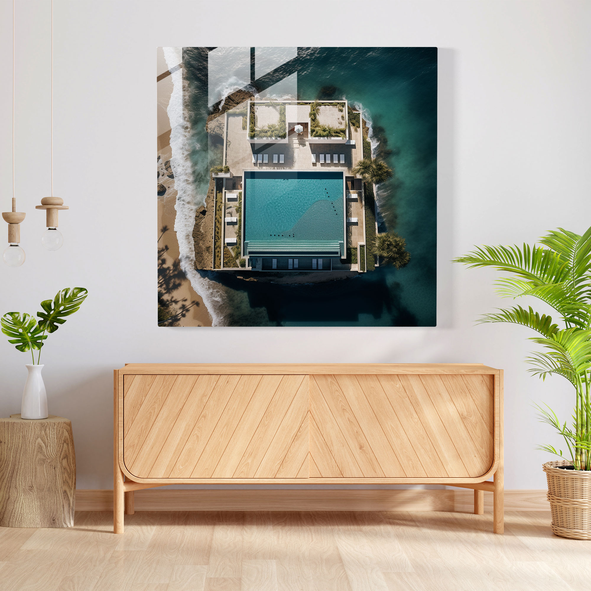 Oceanfront Bliss Glass Print - Hotel, Glass Art, Oceanfront Bliss, Modern Art