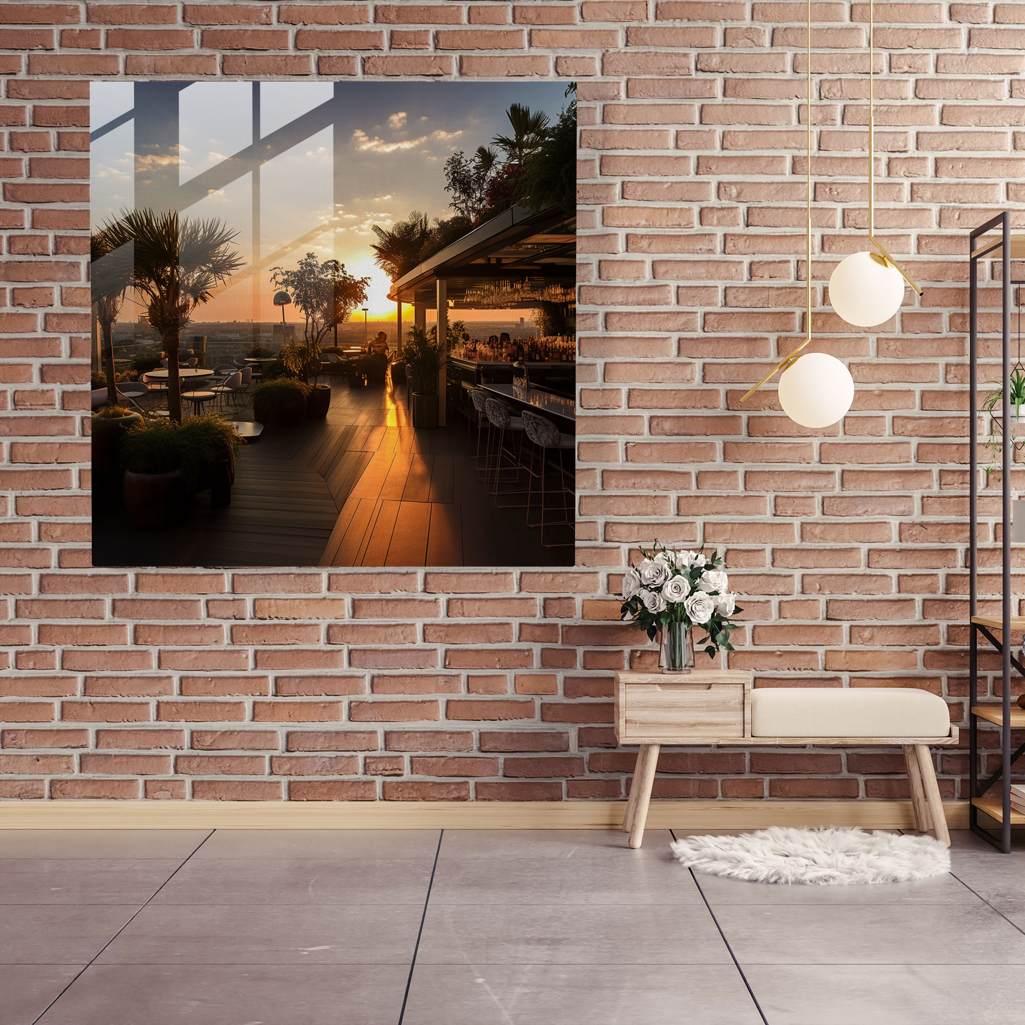 Sunset Skyline Glass Print - Hotel, Glass Print, Home Decoration, Sunset Skyline