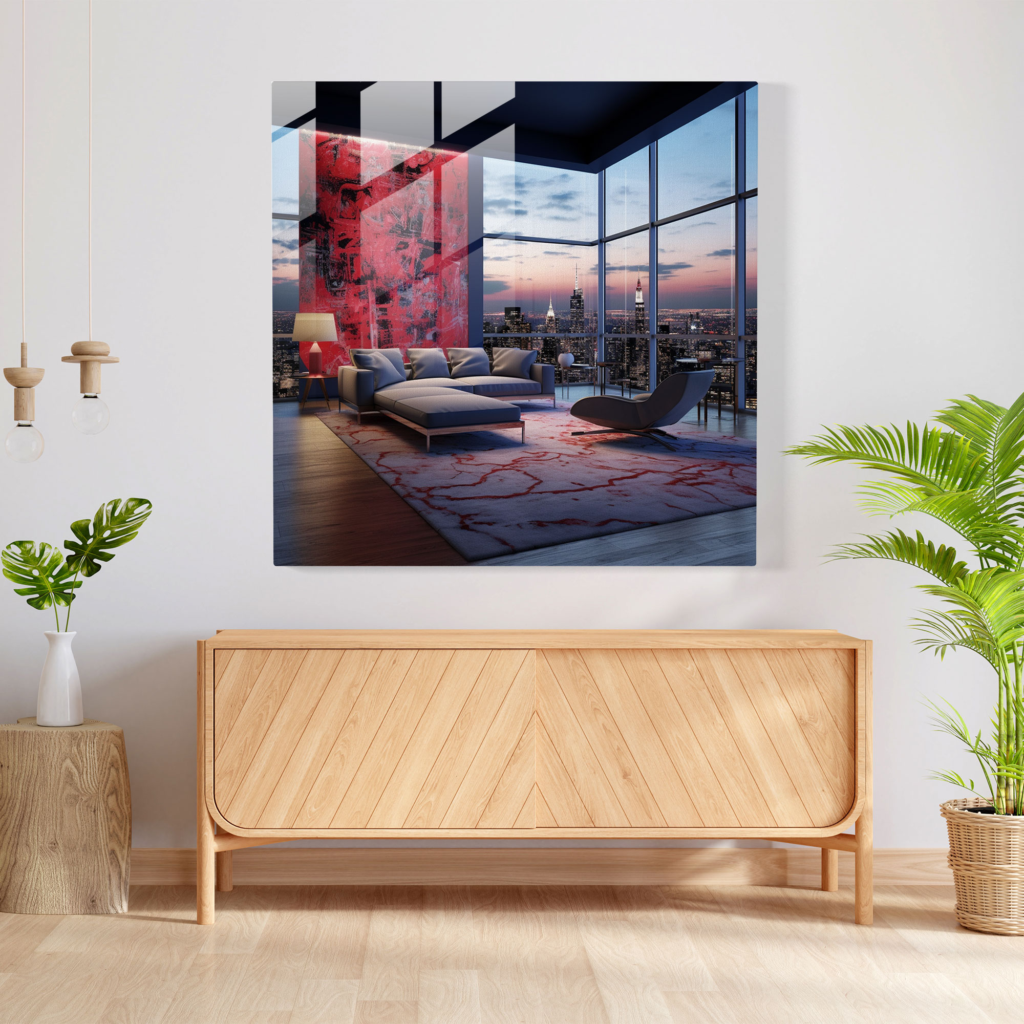 Hotel Glass Print - Contemporary City View - Hotel, Glass Art, Panoramic City View, Home Decoration