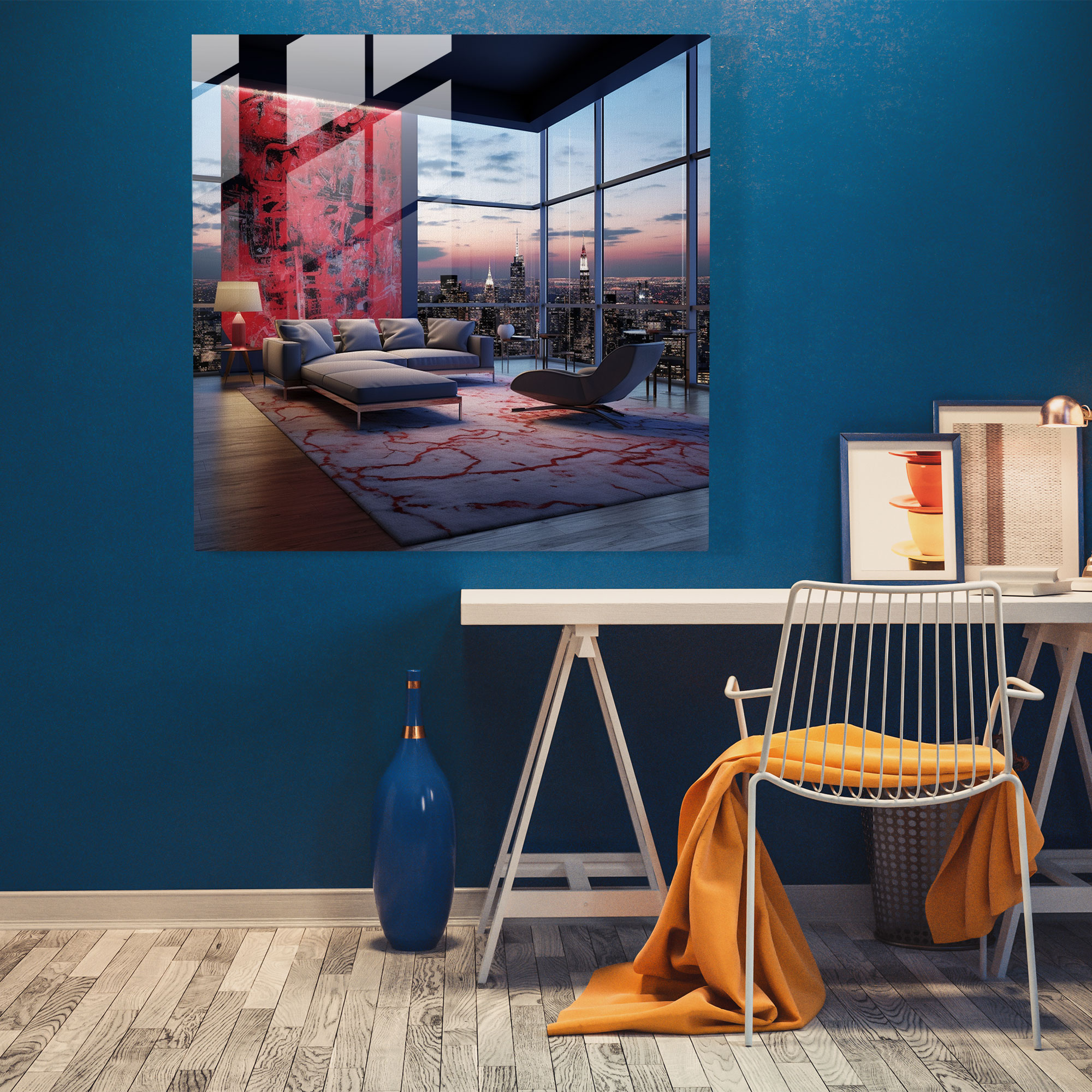 Hotel Glass Print - Contemporary City View - Hotel, Glass Art, Panoramic City View, Home Decoration