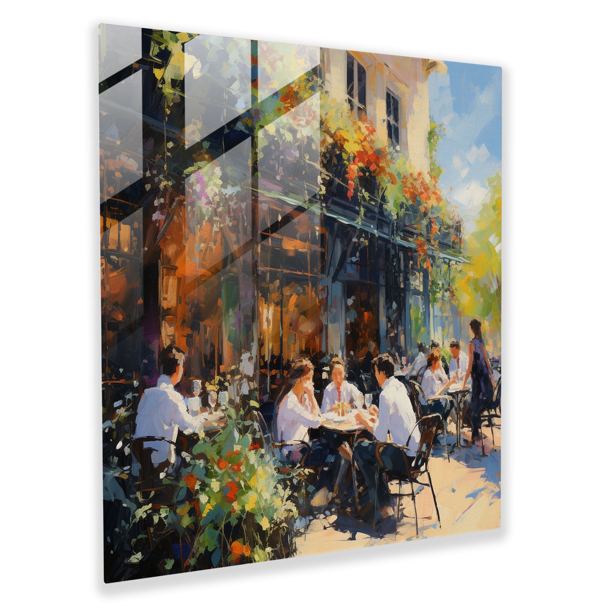 Hotel Glass Print - Outdoor Cafe - Hotel, Impressionist Painting, Outdoor Hotel Cafe, Glass Print
