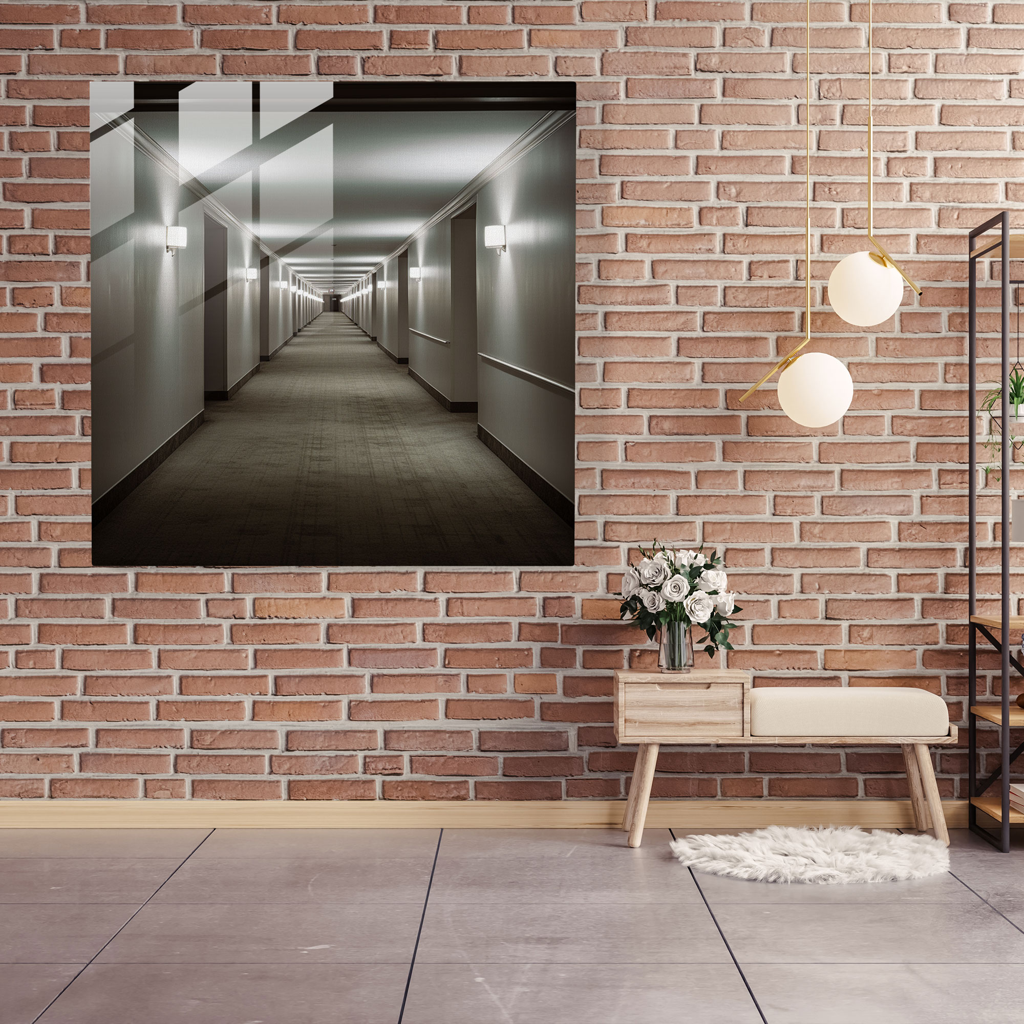Minimalist Hotel Glass Print - Hotel, Hotel, Glass Art, Home Decoration