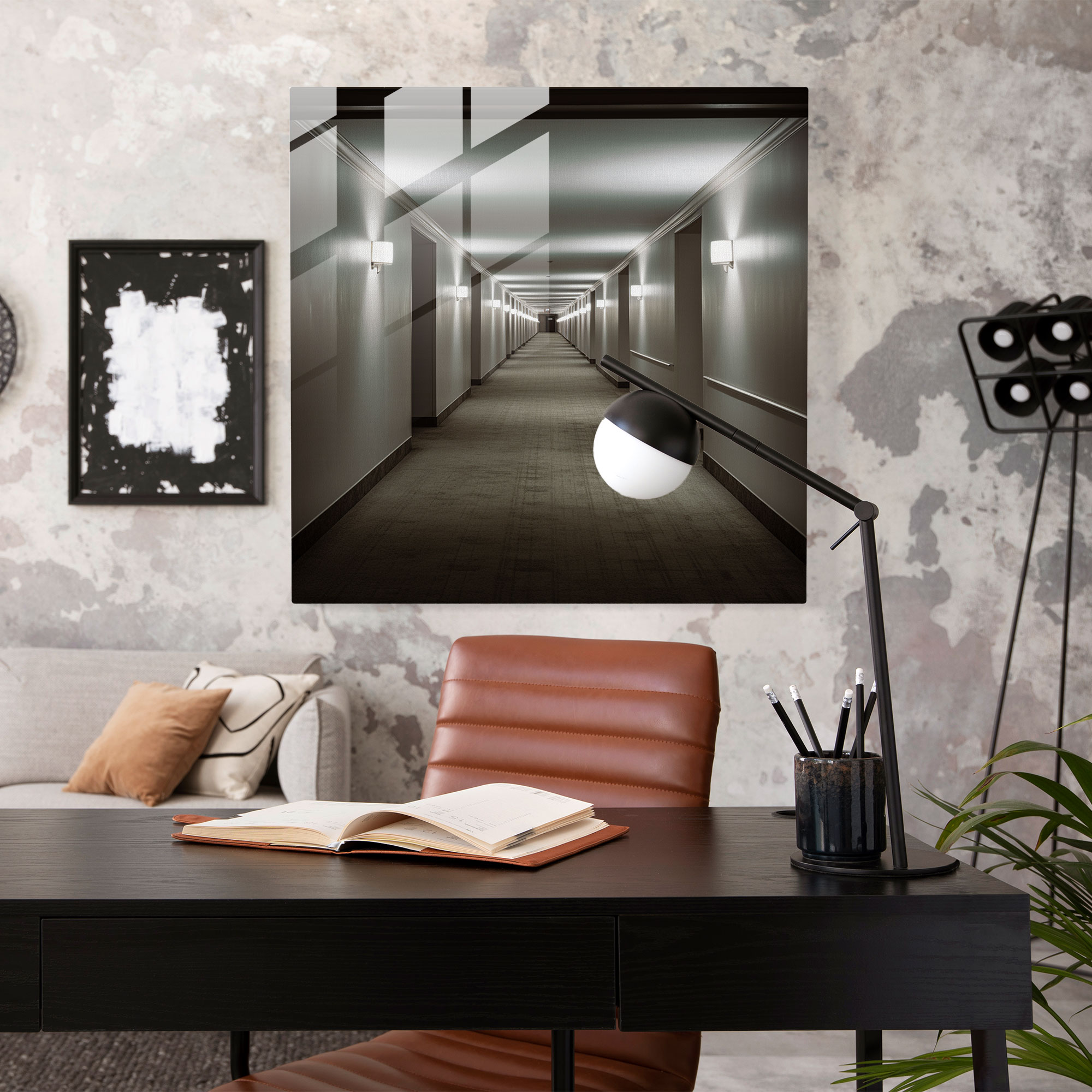 Minimalist Hotel Glass Print - Hotel, Hotel, Glass Art, Home Decoration