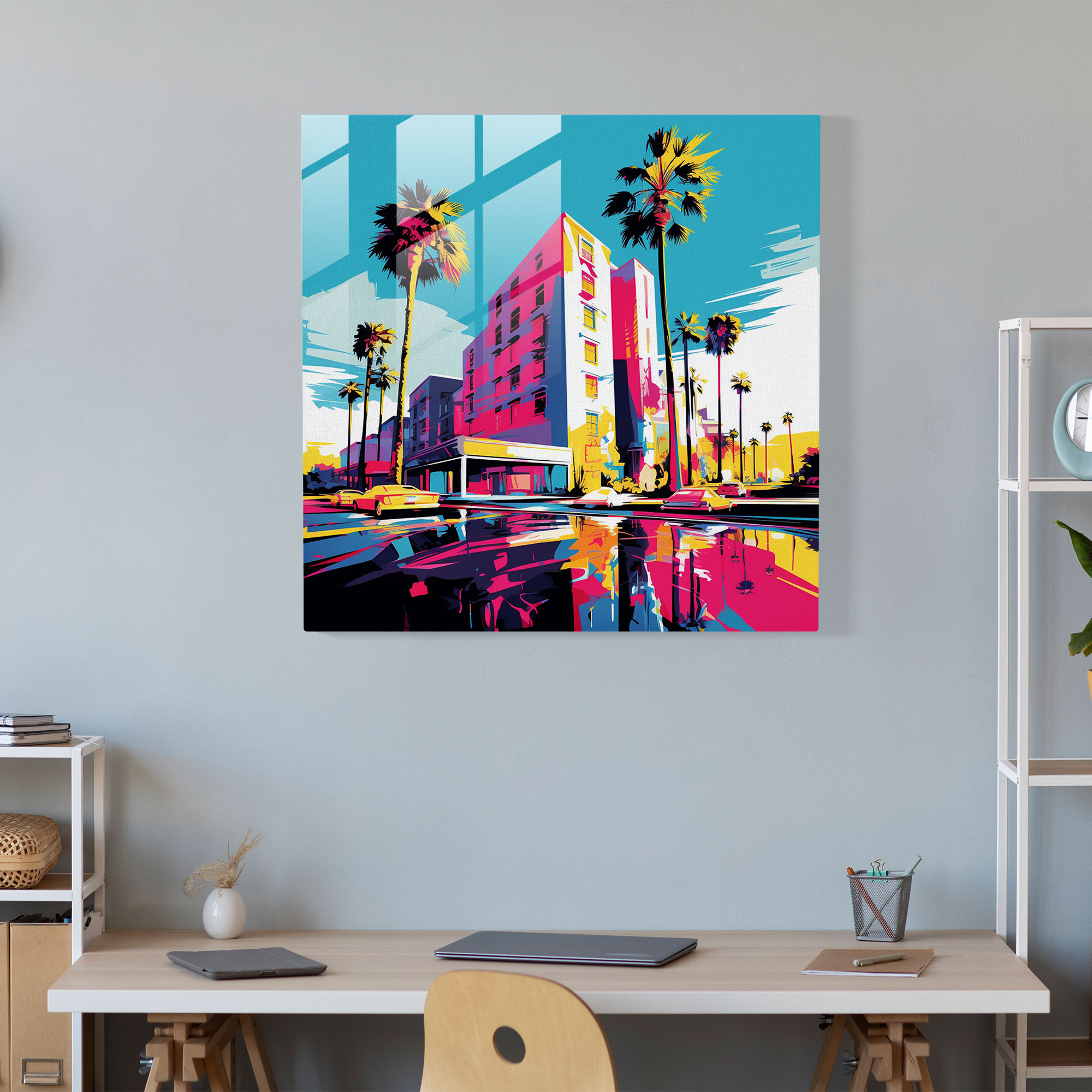 Pop Art Hotel Glass Print - Hotel, Glass Art, Glass Wall Art, Home Decoration