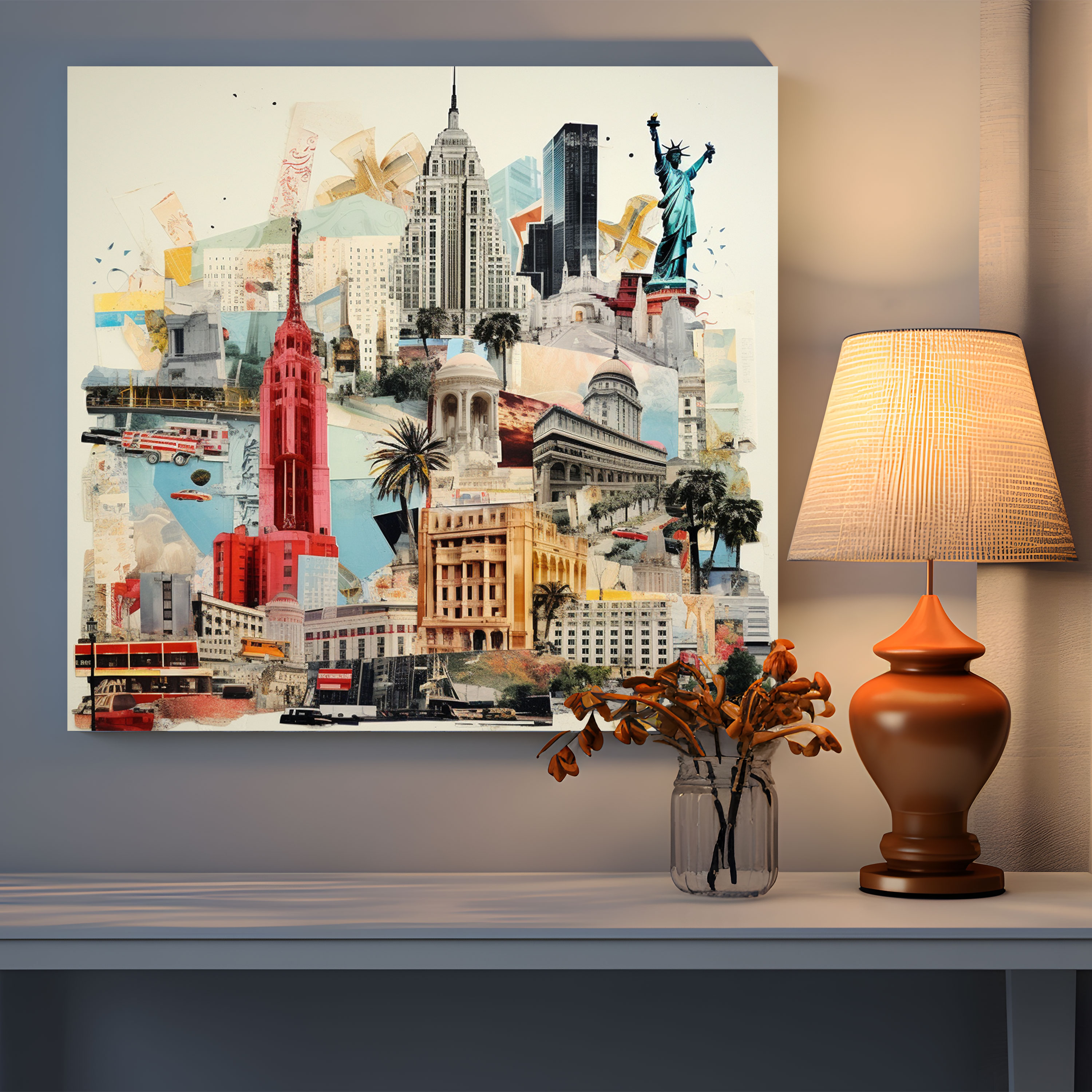 Worldwide Hotel Icons Canvas Print - Hotel, Landmarks, Worldwide Hotel Icons Canvas Print, Mixed Media Artwork