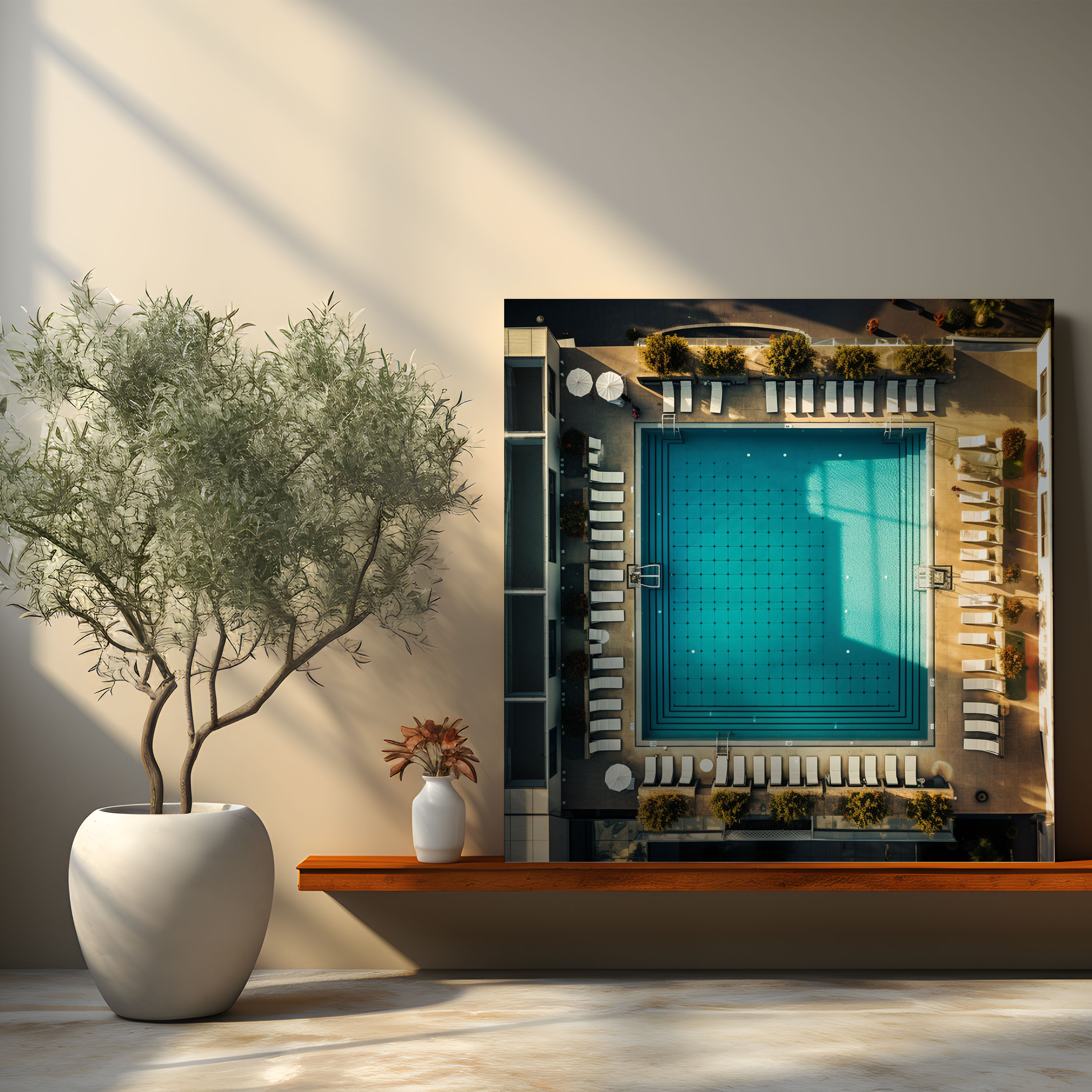 Rooftop Pool Canvas Print - Hotel, Luxurious, Home Decoration, Wall Art