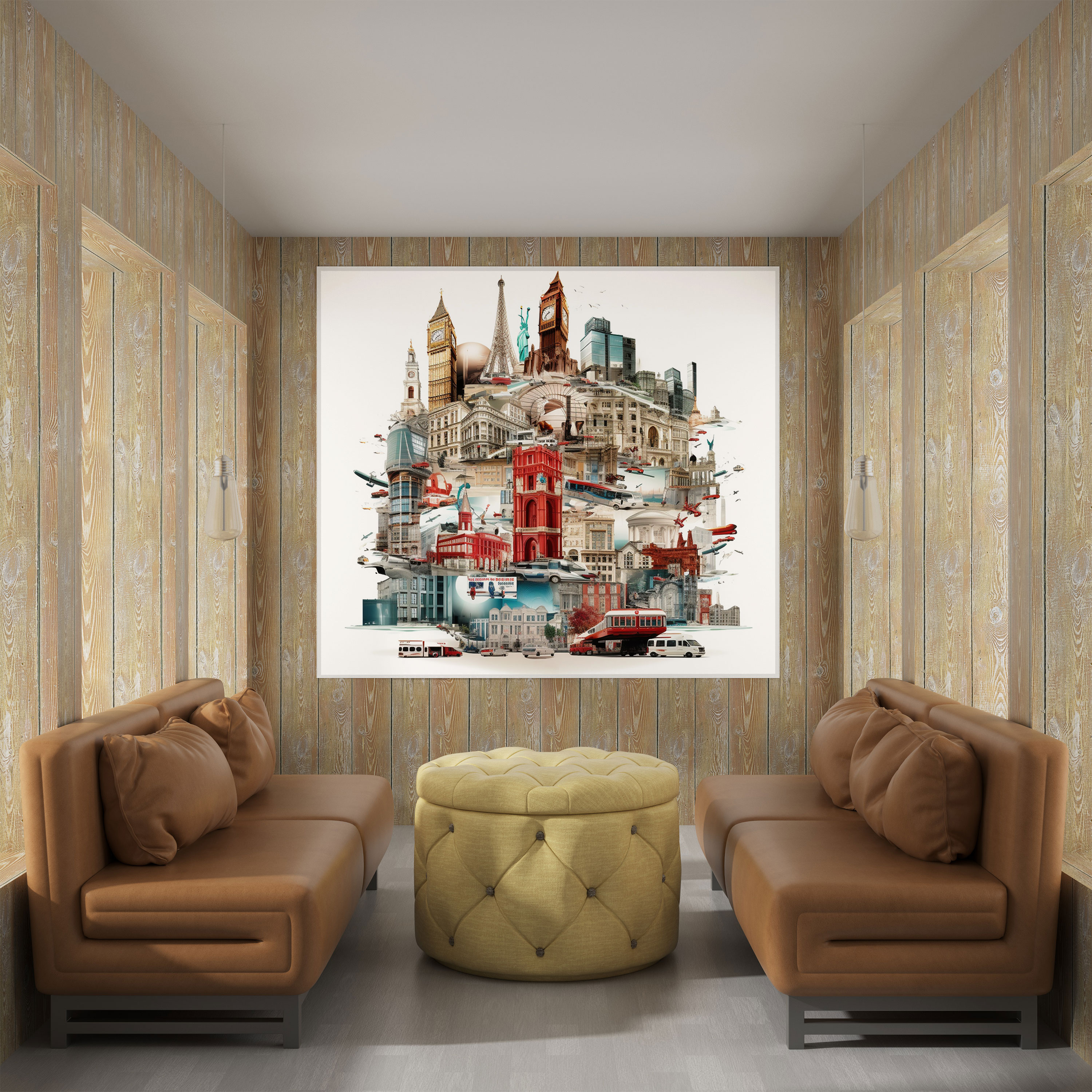 Otel Manzara Soyut Kanvas Tablo - Otel Kanvas Duvar Sanatı